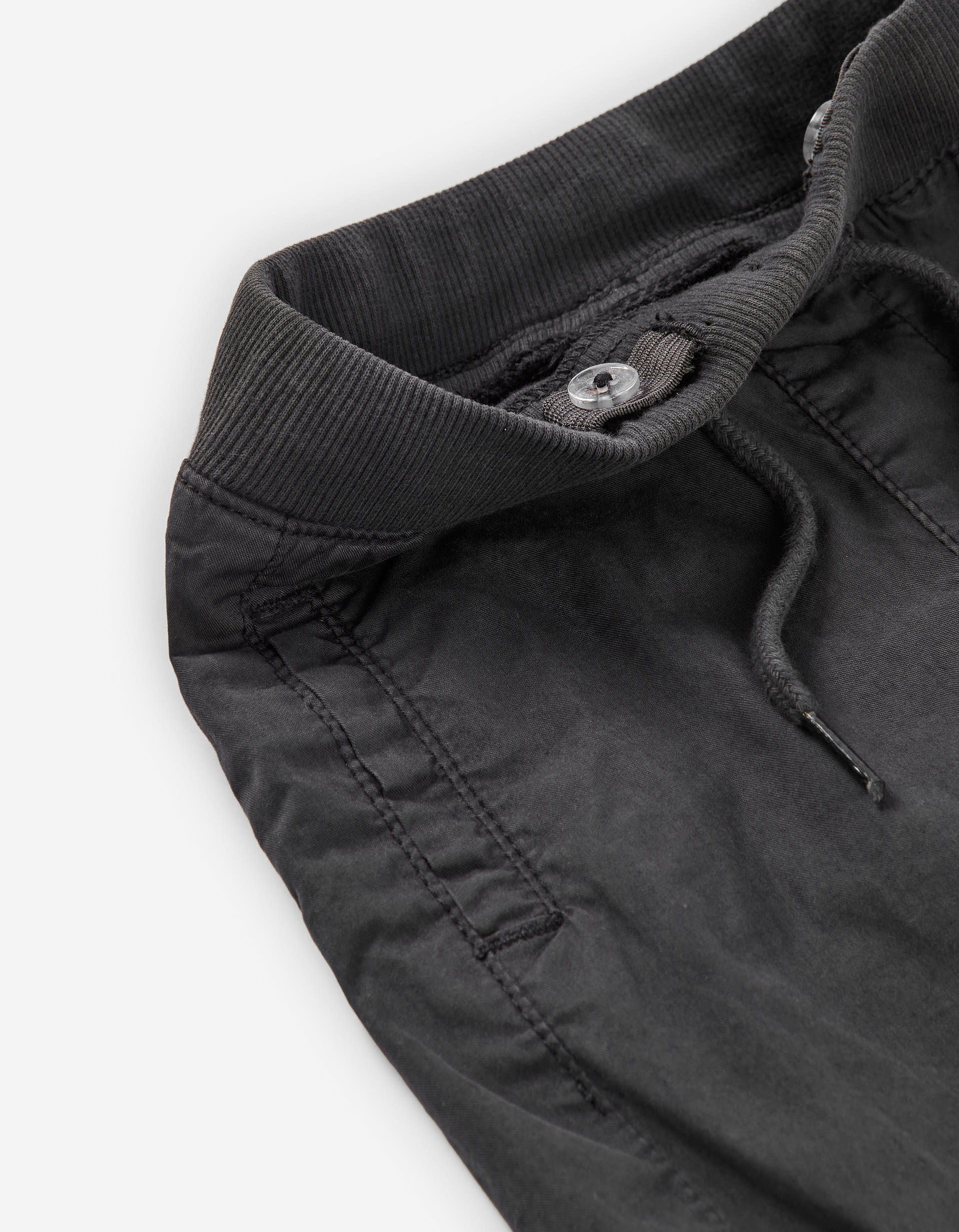 Twill joggers with decorative drawstring for baby boys, dark grey