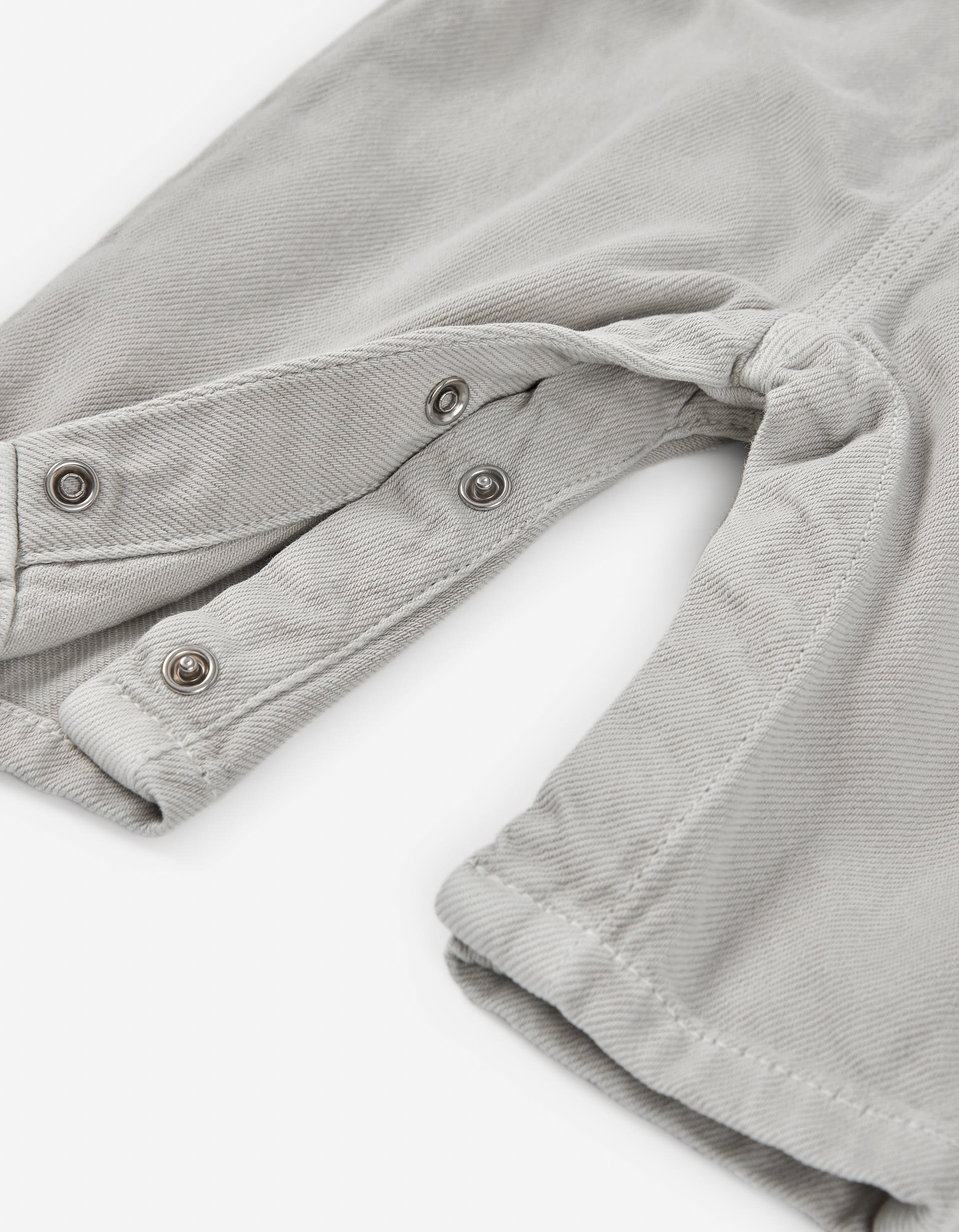 Twill dungarees with ruffled straps for baby girls, light grey