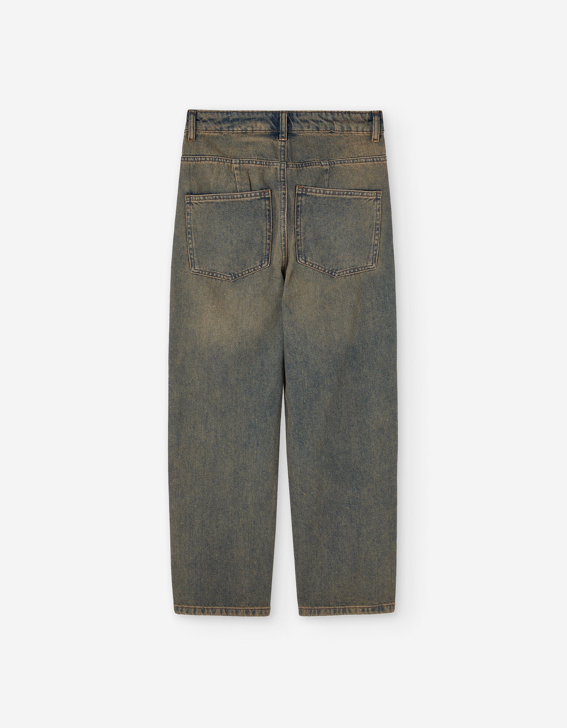 Wide leg denim trousers with dyed effect for boys, blue