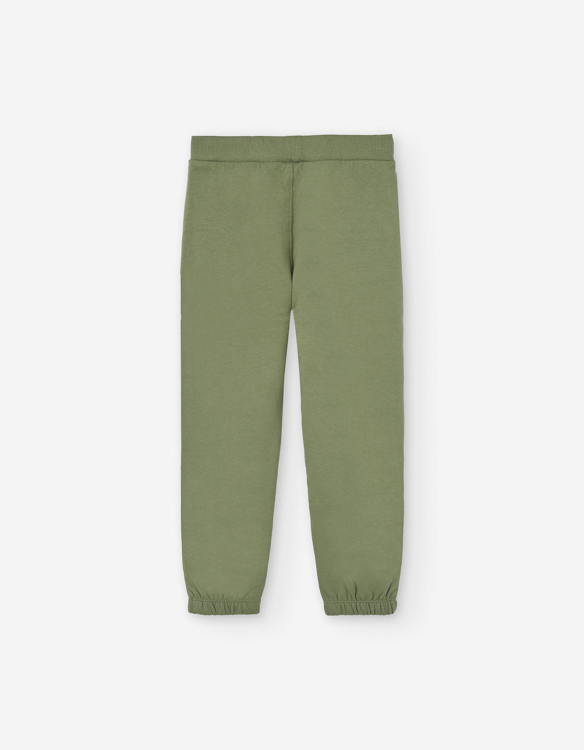 Cotton brushed joggers with car print for boys, green