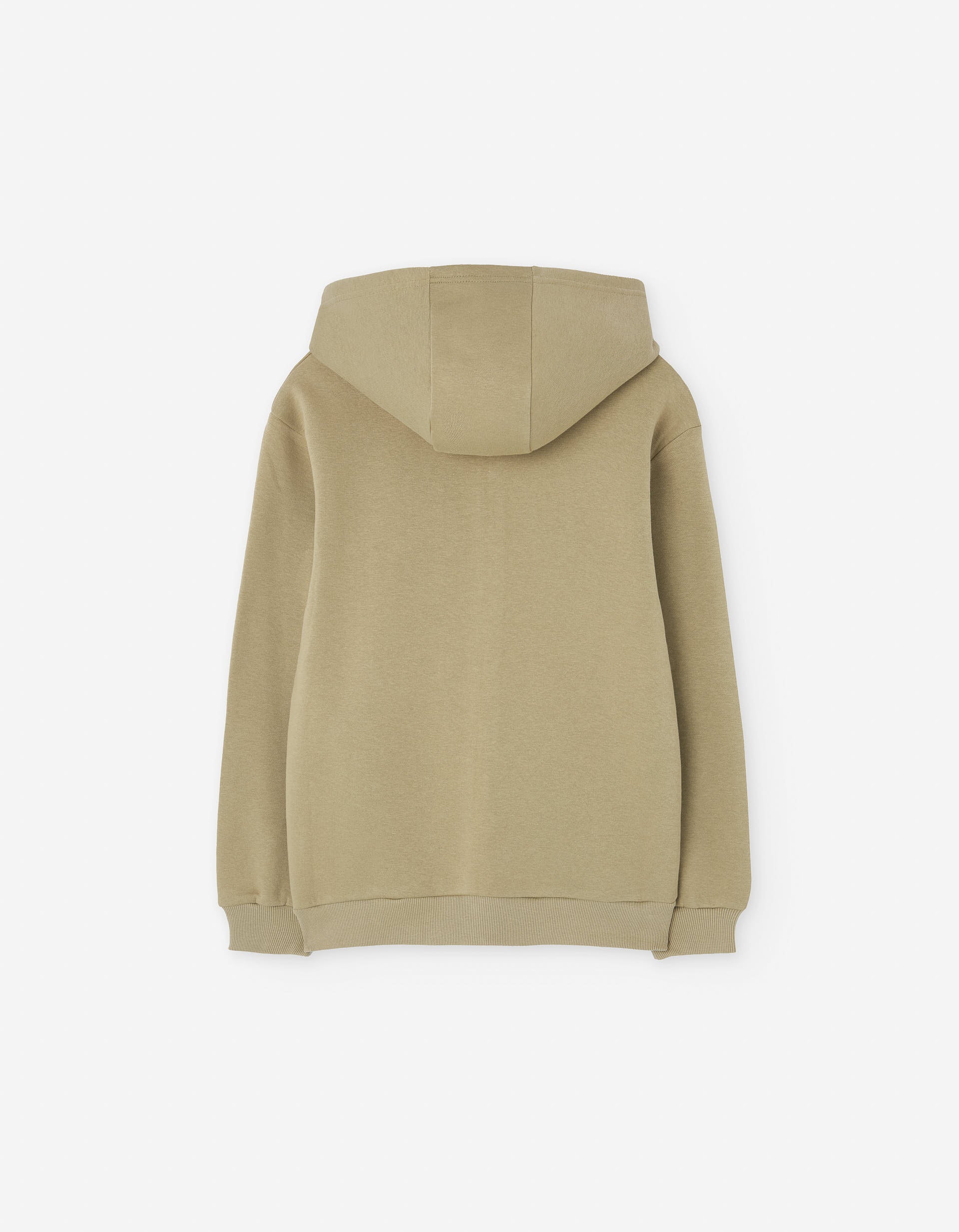 Brushed hooded jacket with New York print for boys, khaki