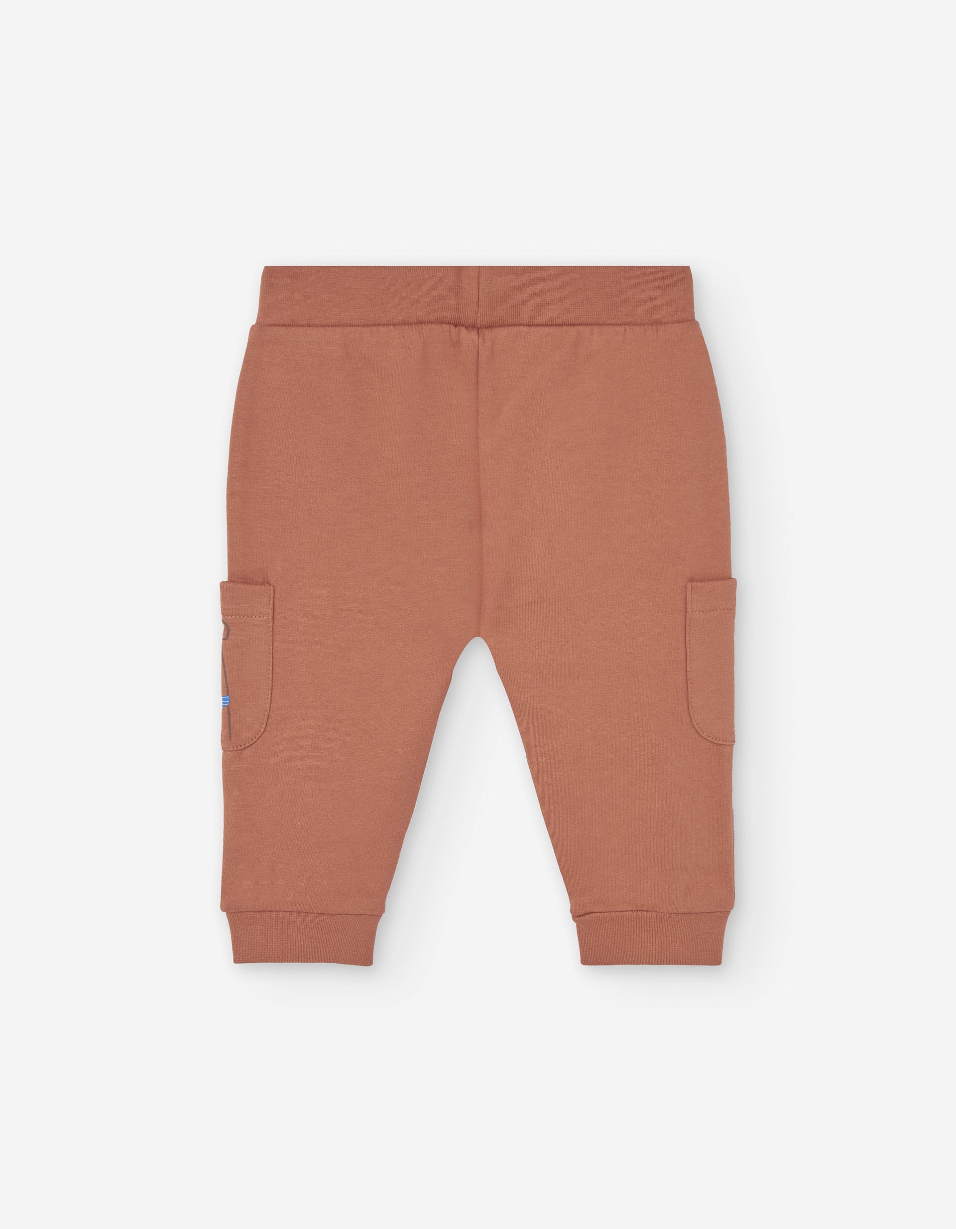 Brushed joggers with cargo pockets and print for baby boys, orange