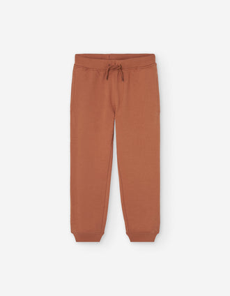 Joggers de algodão cardado com cordão funcional para menino, laranja