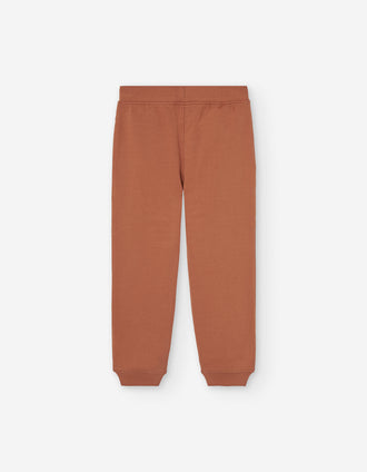 Joggers de algodão cardado com cordão funcional para menino, laranja