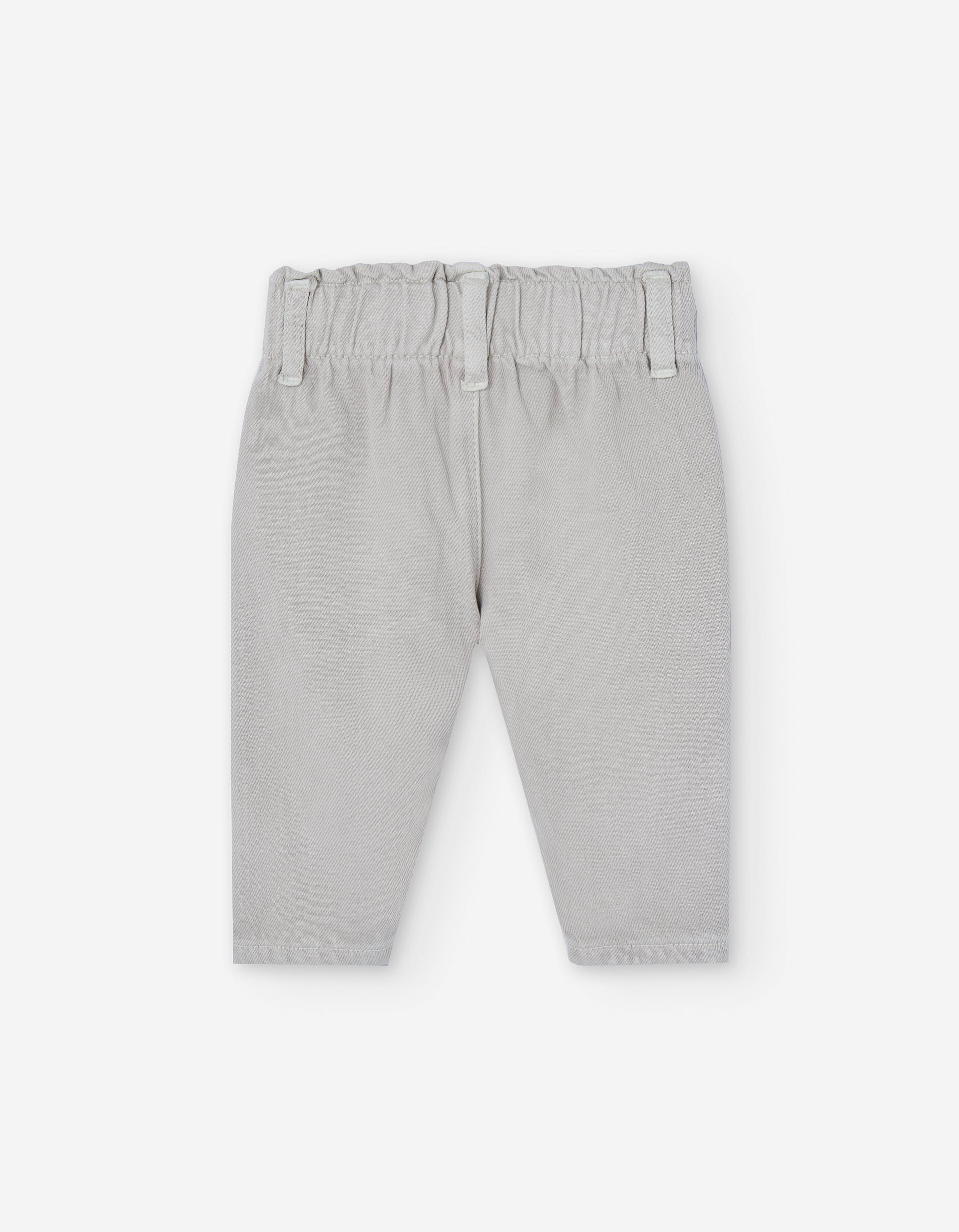 Cotton twill paperbag trousers for baby girls, light grey