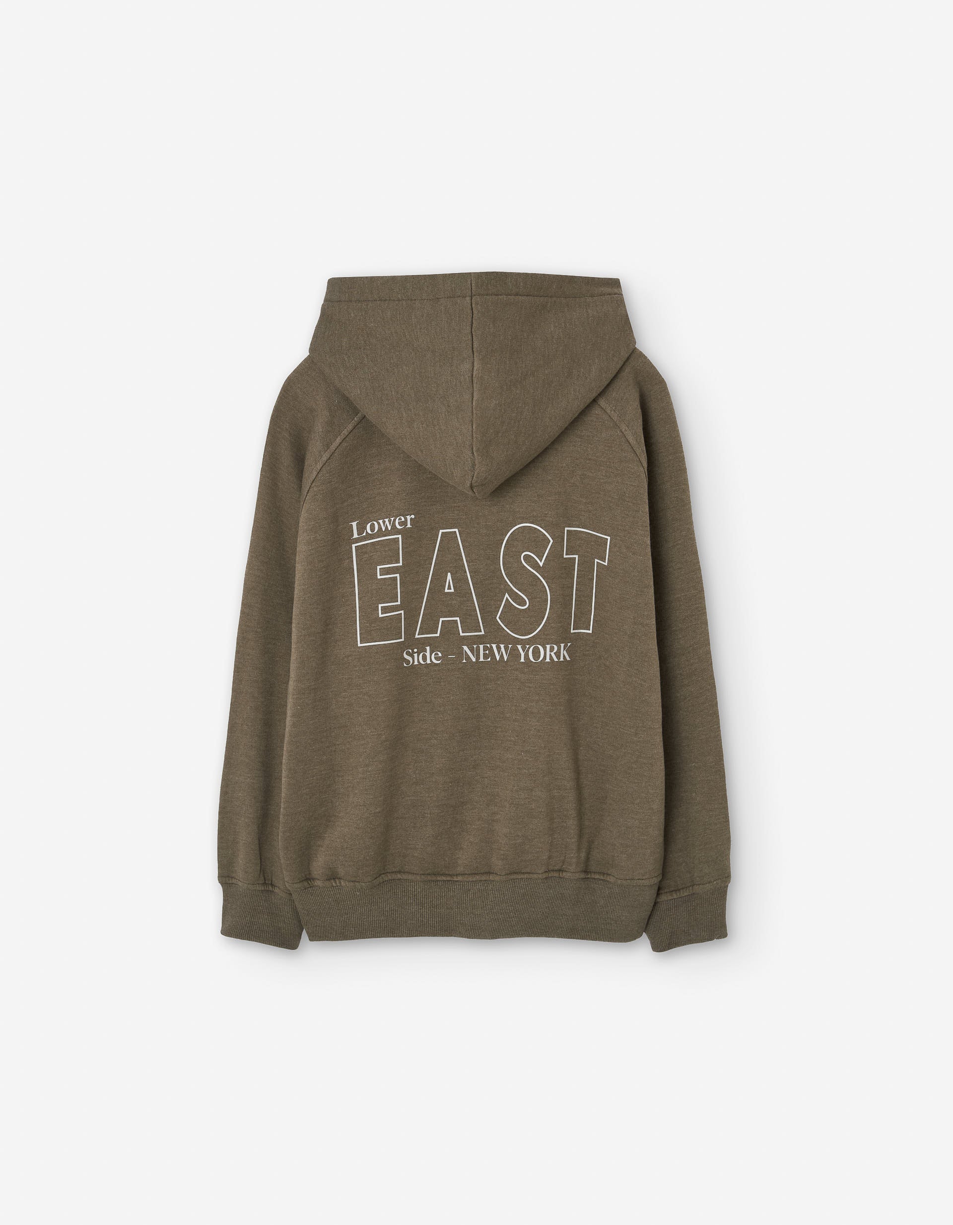 Brushed hooded half-zip sweatshirt with Genuine print for boys, brown