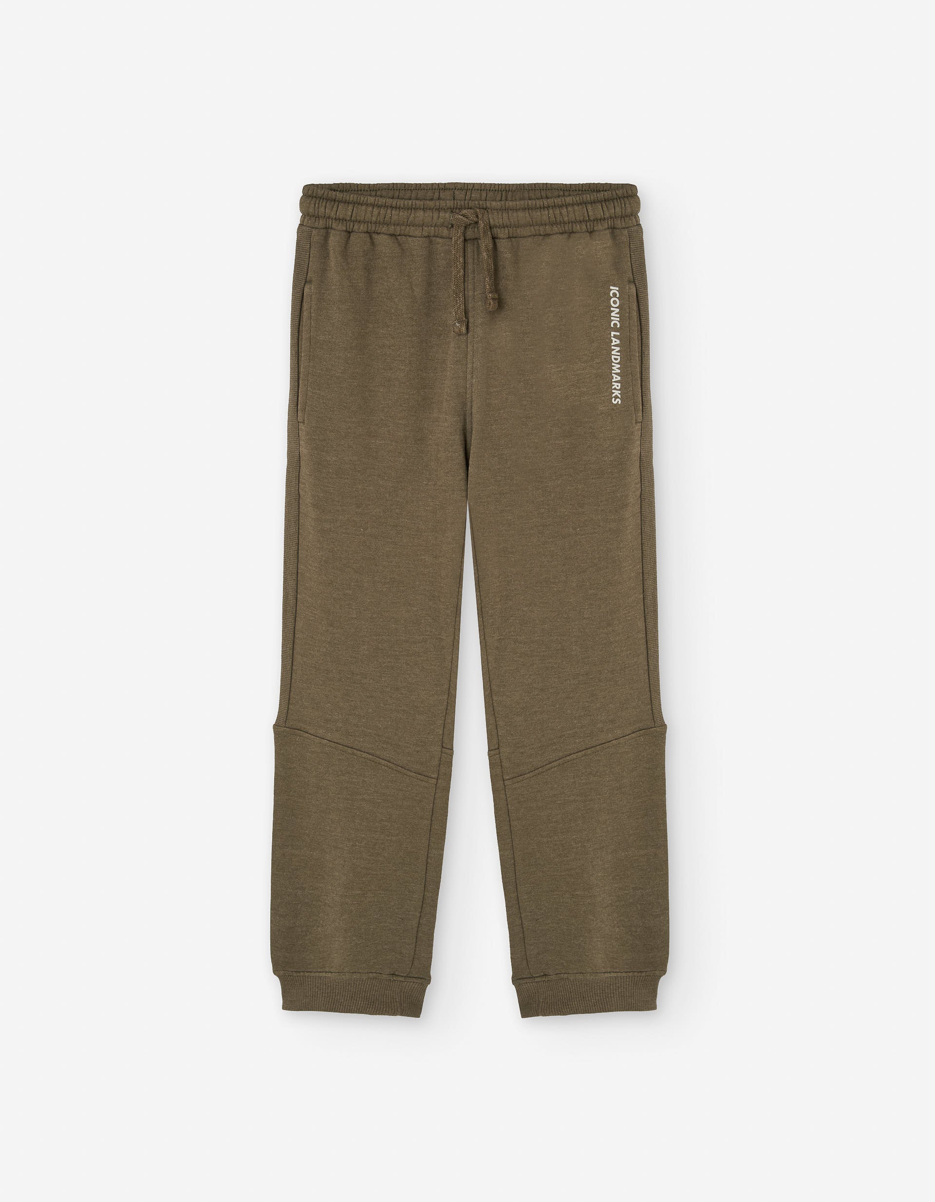 Joggers cardados com cordão e estampado Landmarks para menino, cinza
