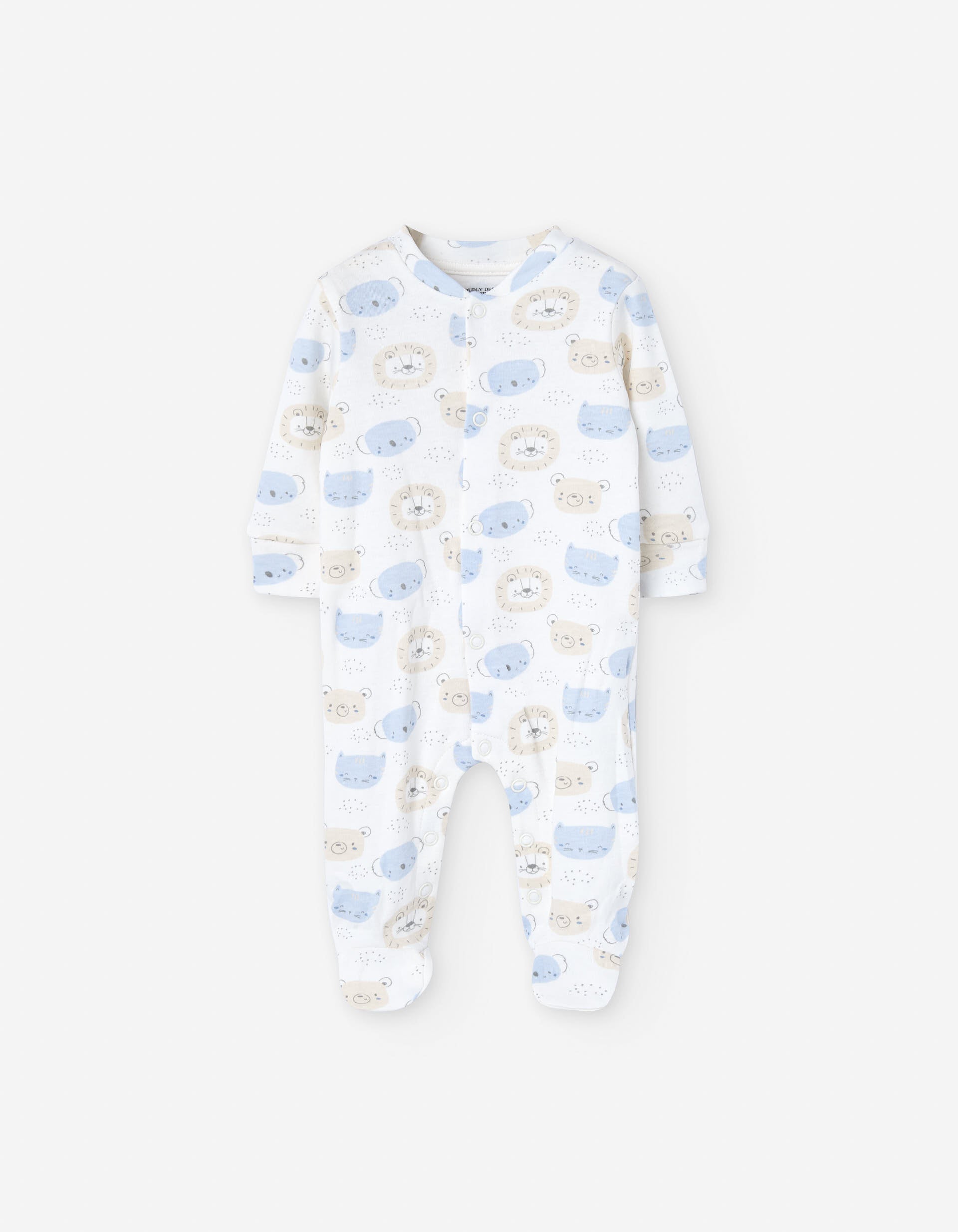 Brushed cotton sleepsuit with motif for newborn boys, white
