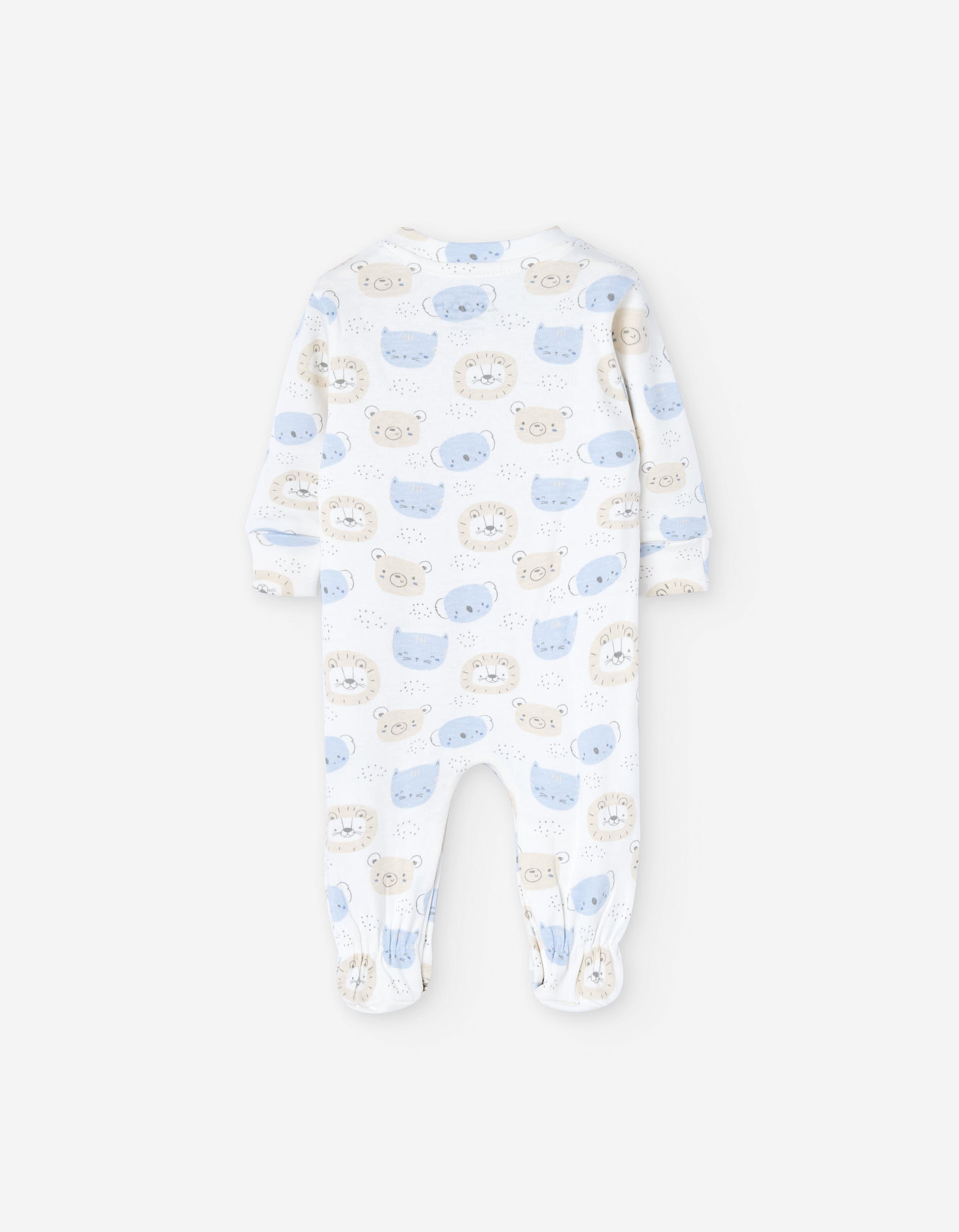 Brushed cotton sleepsuit with motif for newborn boys, white