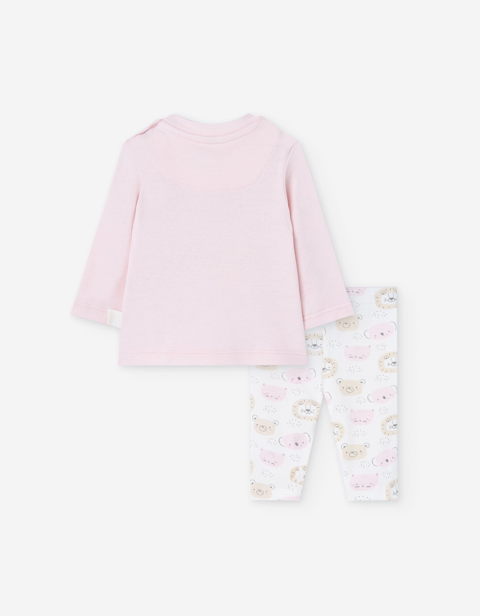 Cotton long sleeve T-shirt and leggings for newborn girls, light pink