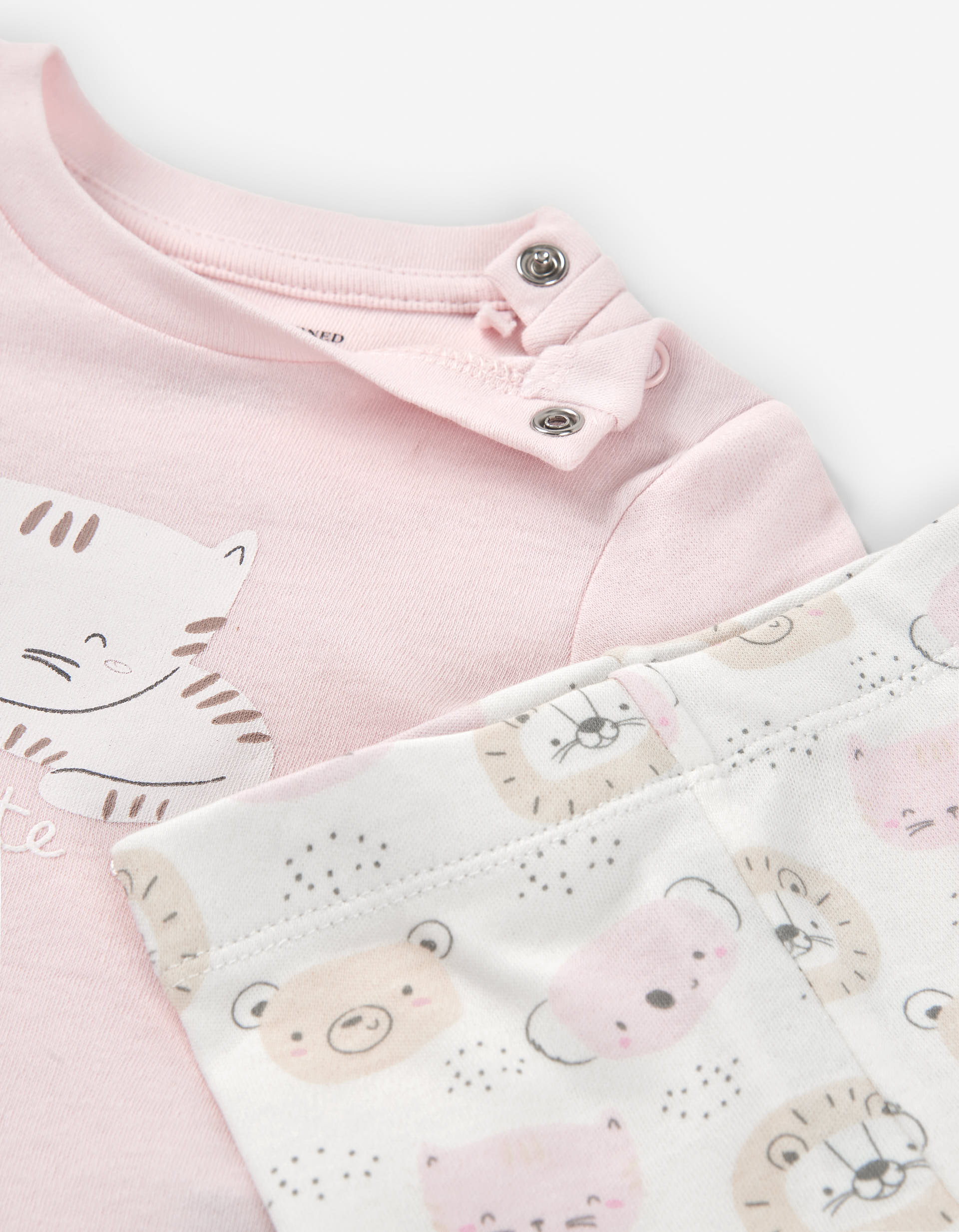 Cotton long sleeve T-shirt and leggings for newborn girls, light pink