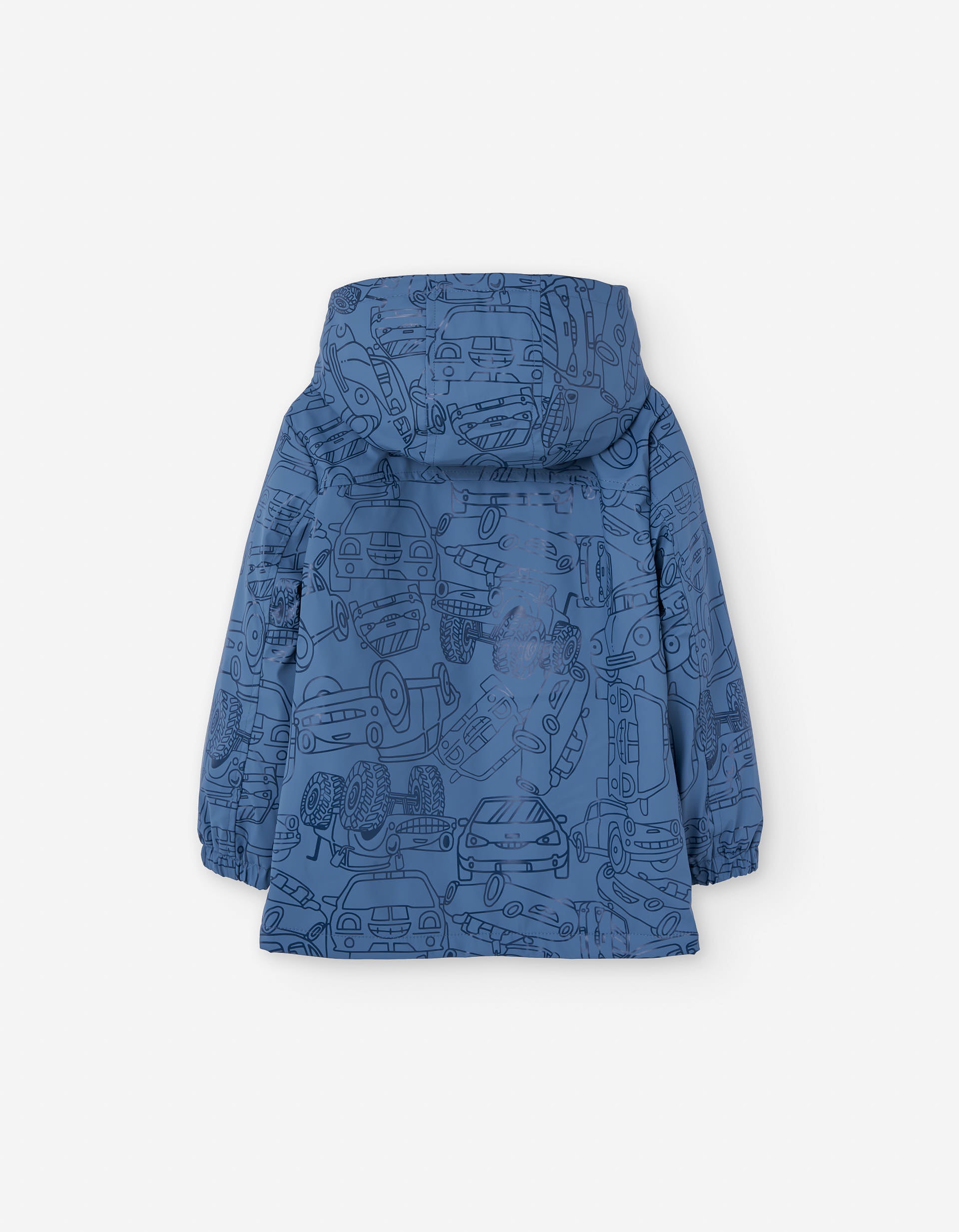 Hooded rubber parka with fleece lining for boys, blue