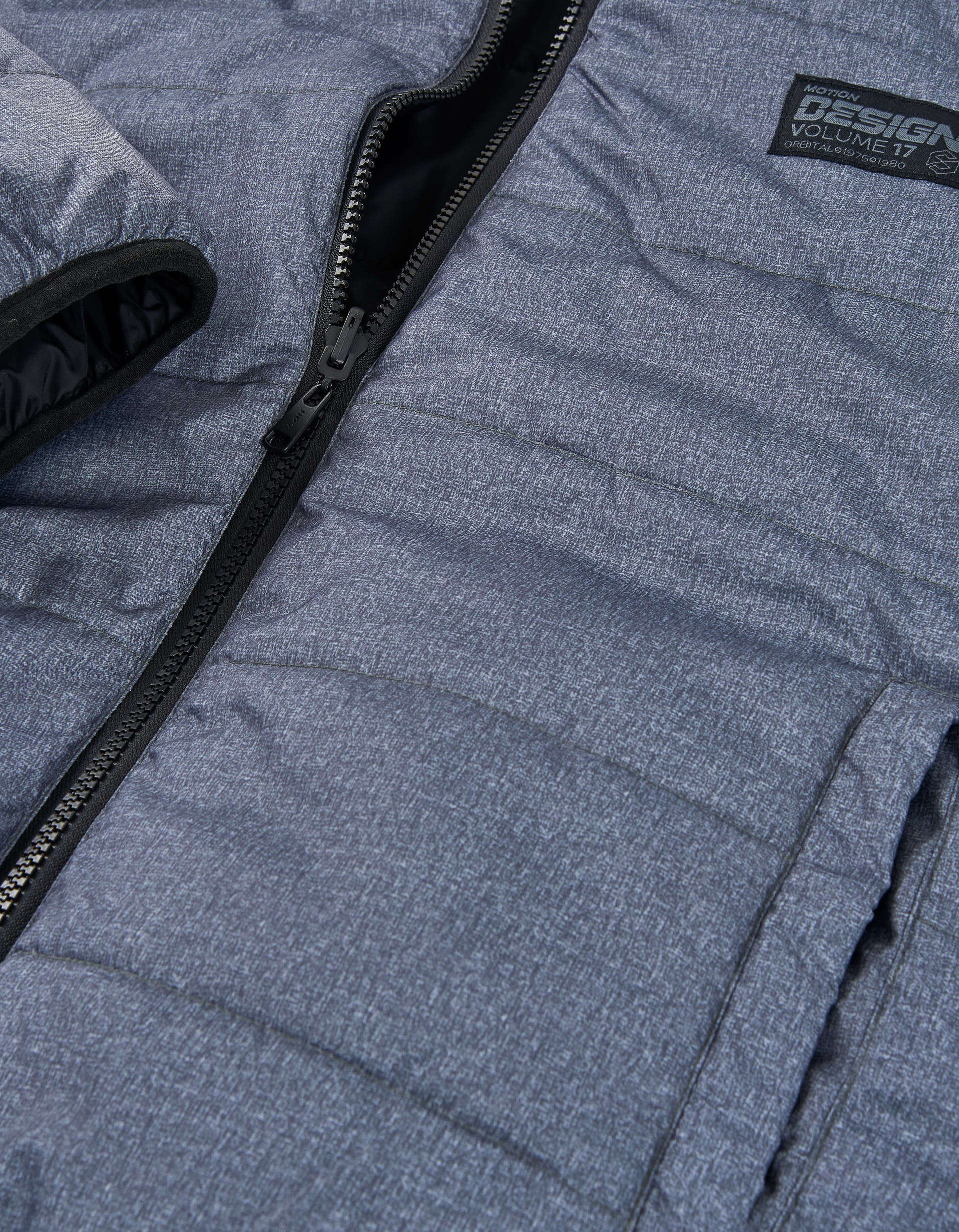 Reversible padded jacket with hood for boys, blue/black