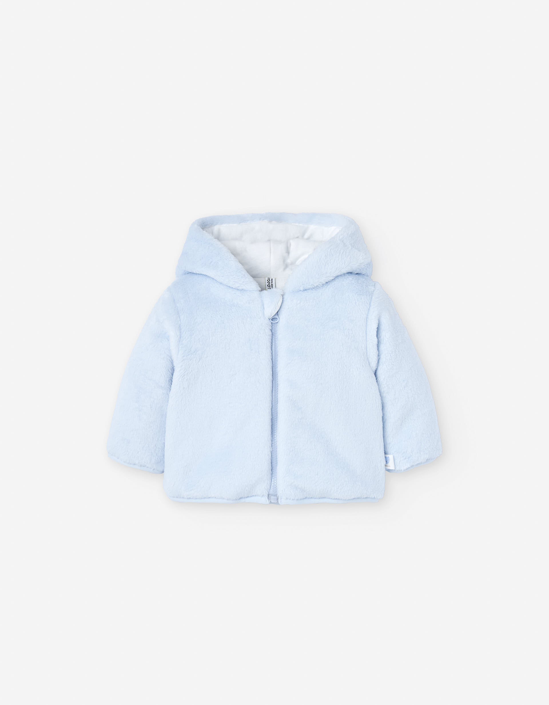 Hooded padded jacket with faux fur for newborn boys, lilac