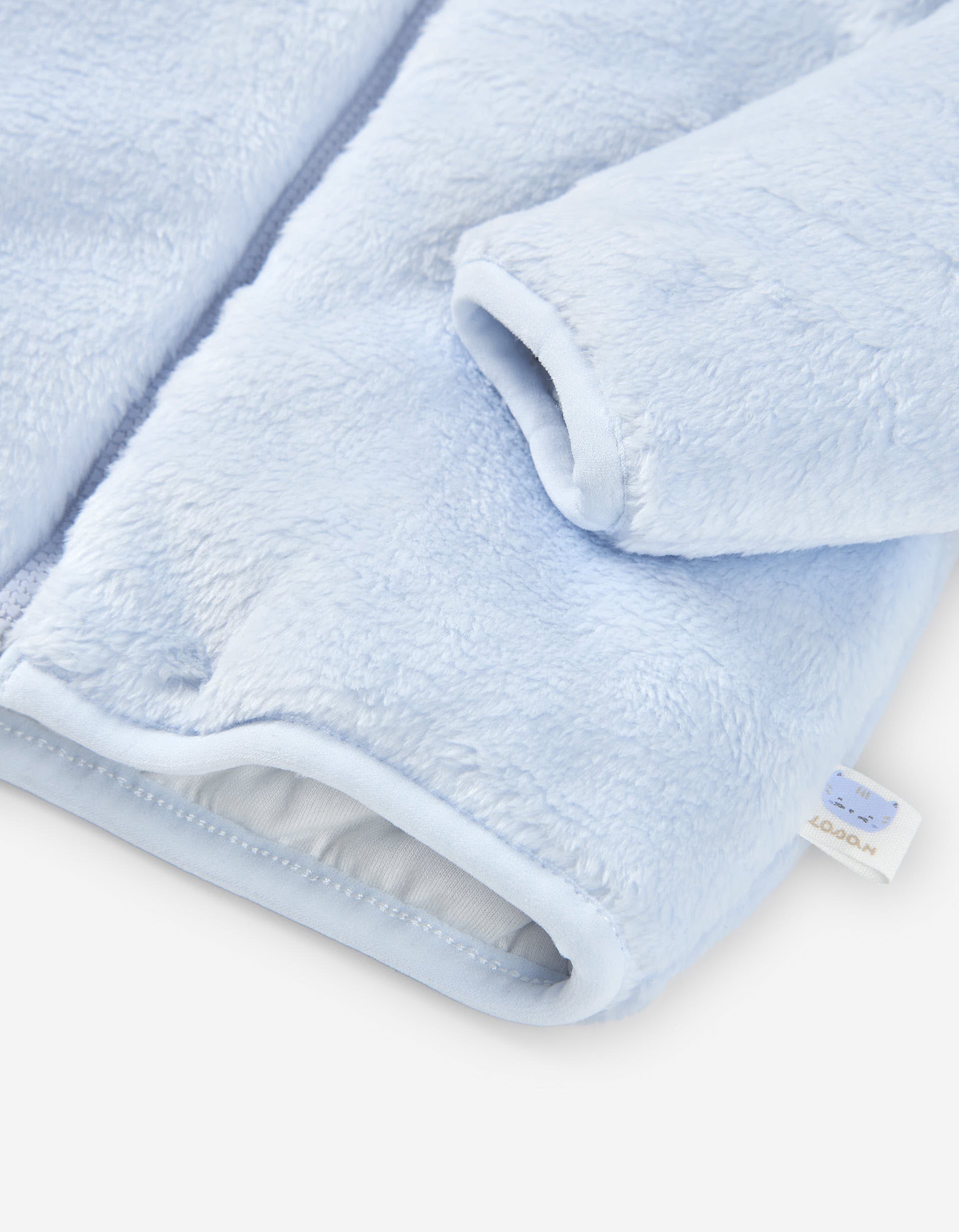 Hooded padded jacket with faux fur for newborn boys, lilac