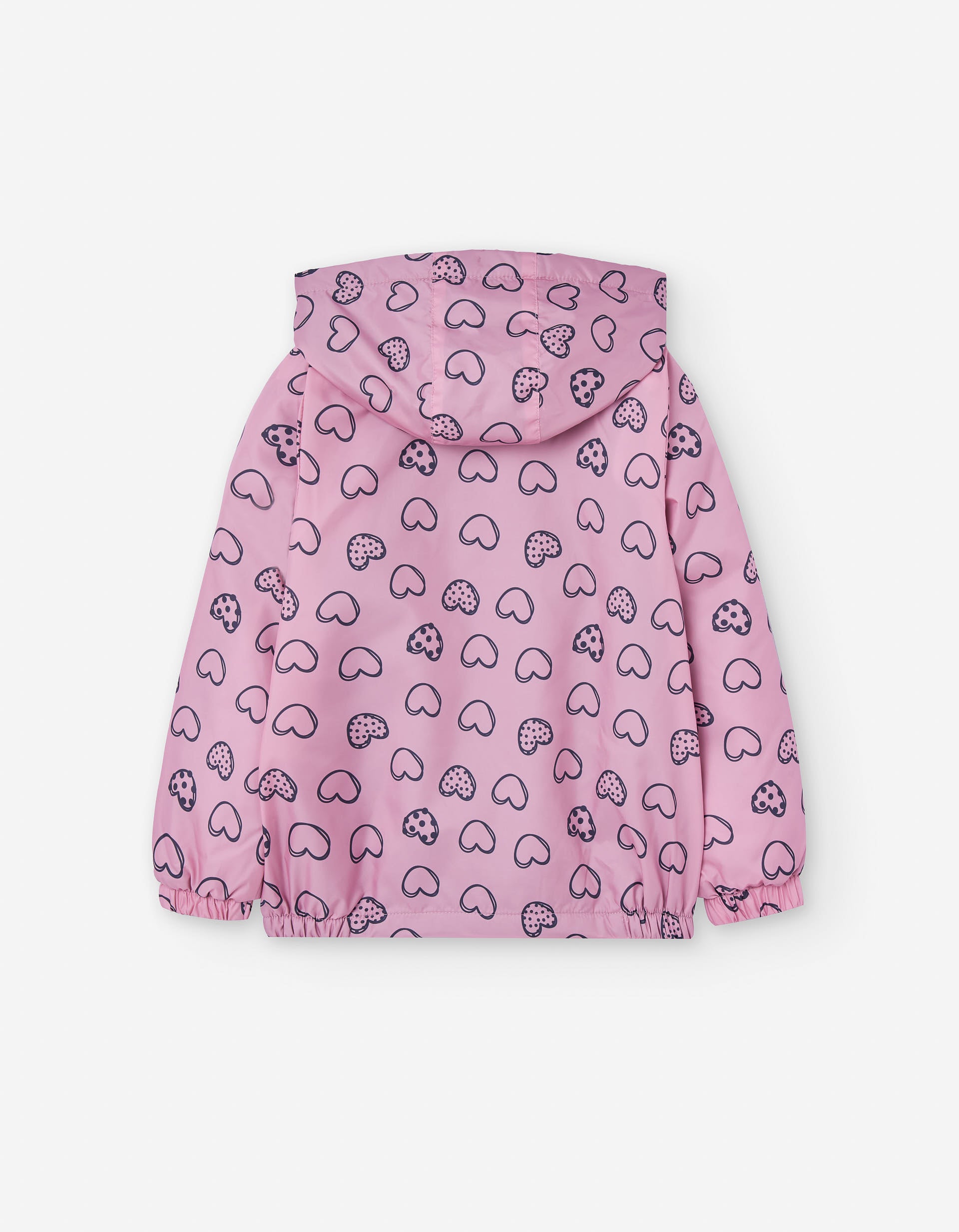 Hooded parka with fleece lining and heart motif for girls, pink