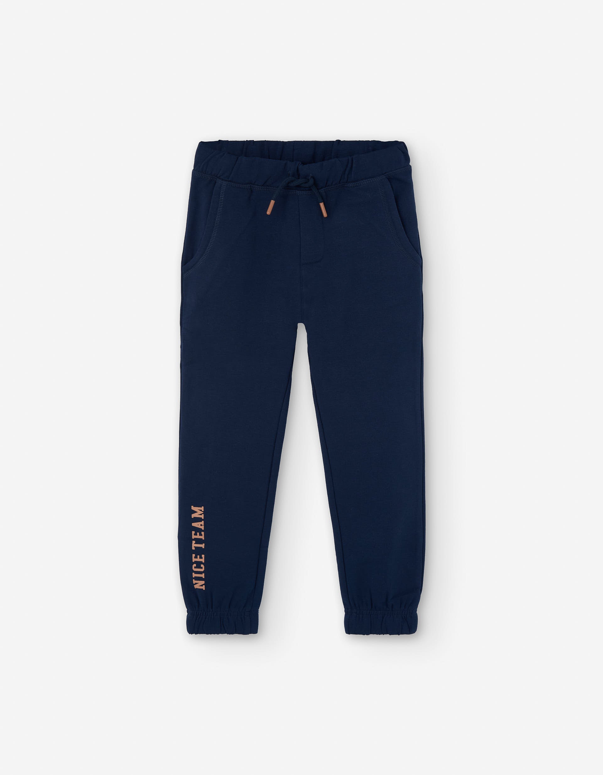 Brushed joggers with Nice Team print for boys, dark blue