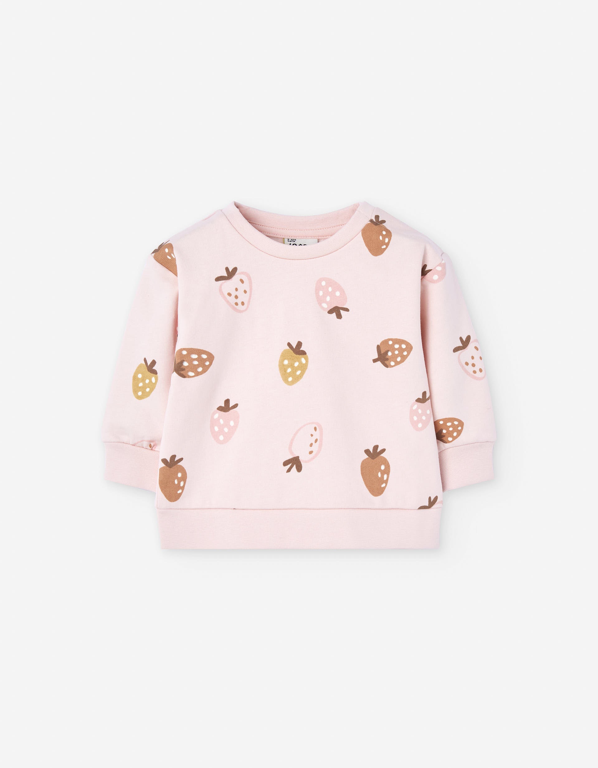 Brushed sweatshirt with strawberry motif for baby girls, pink