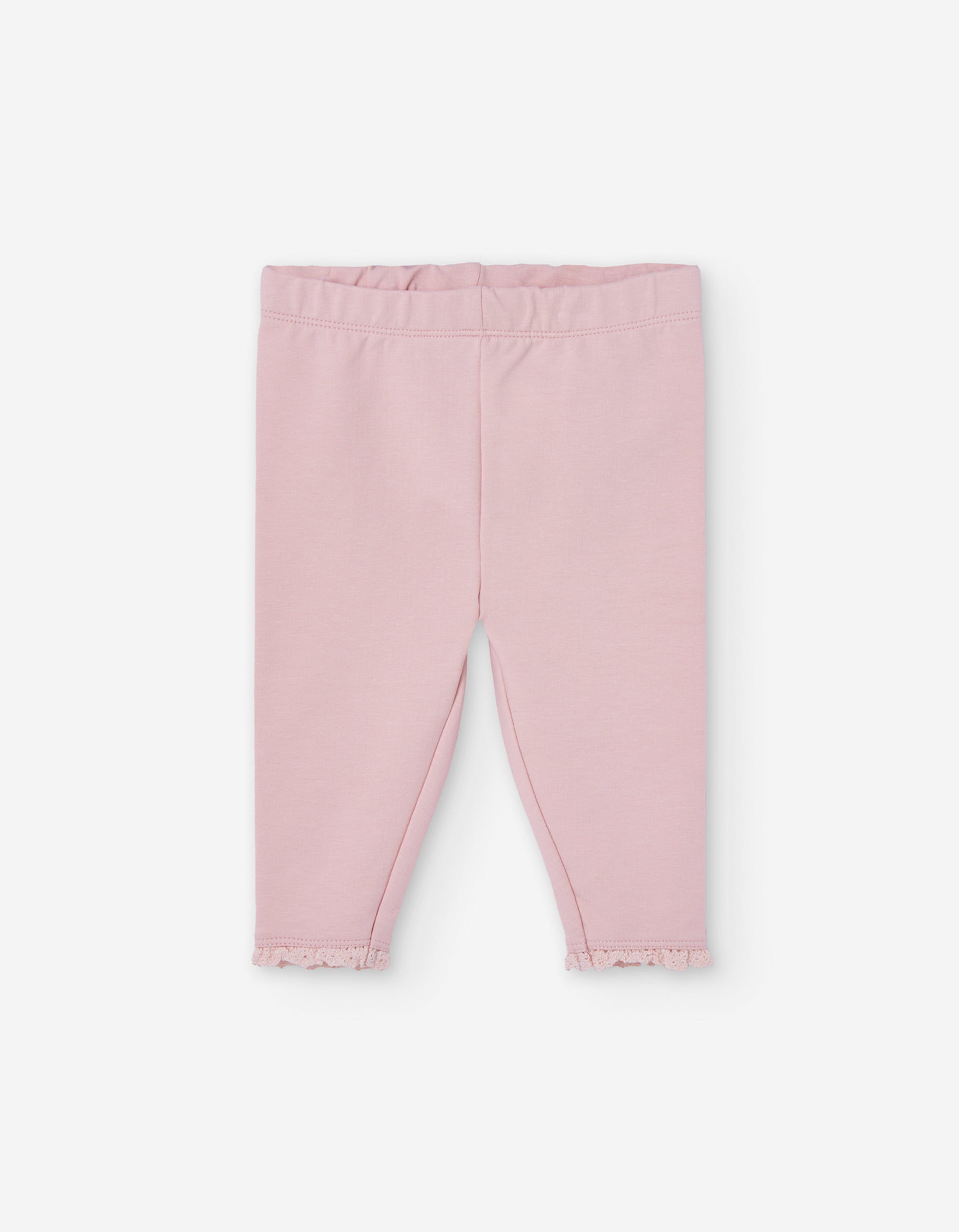 Legging en coton peigné avec détail en crochet pour bébé fille, rose clair
