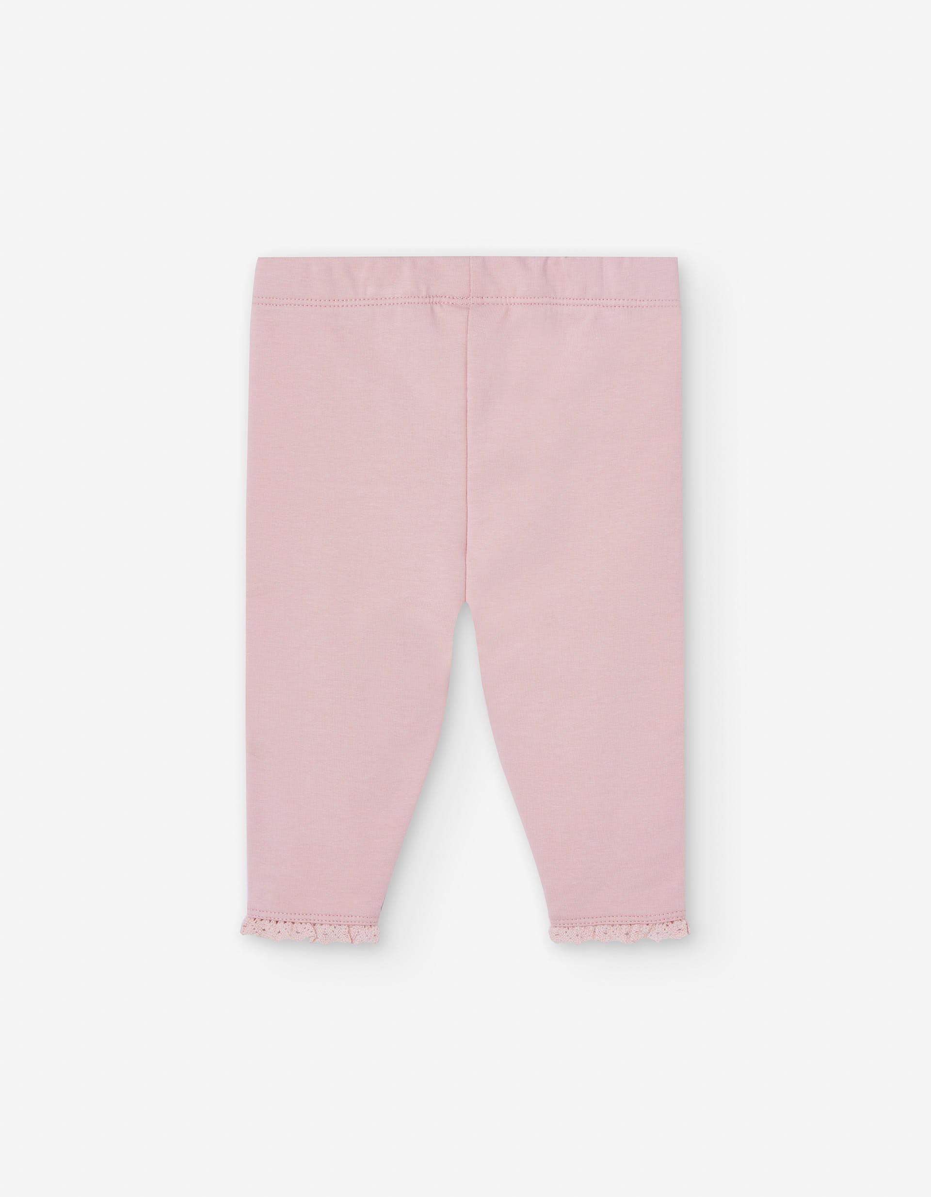 Legging en coton peigné avec détail en crochet pour bébé fille, rose clair