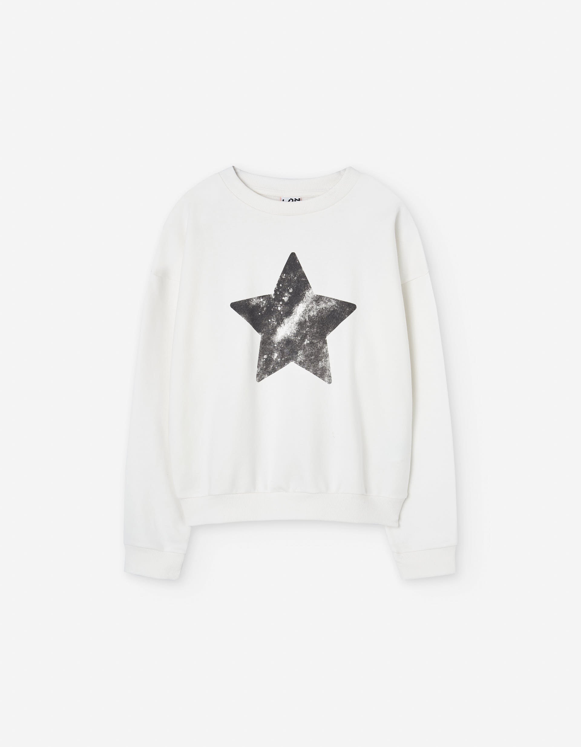 Brushed sweatshirt with star print for girls, white/grey