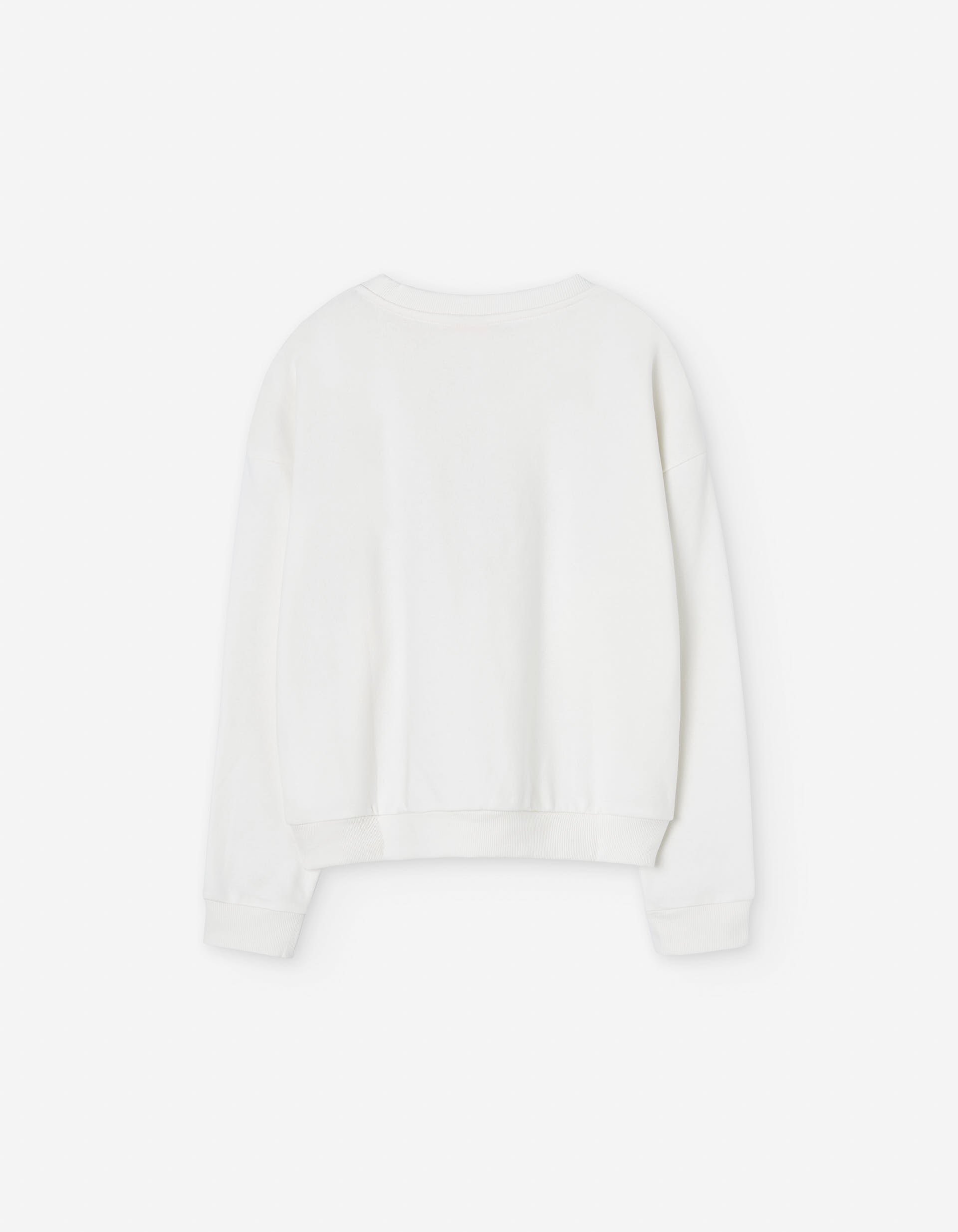 Brushed sweatshirt with star print for girls, white/grey