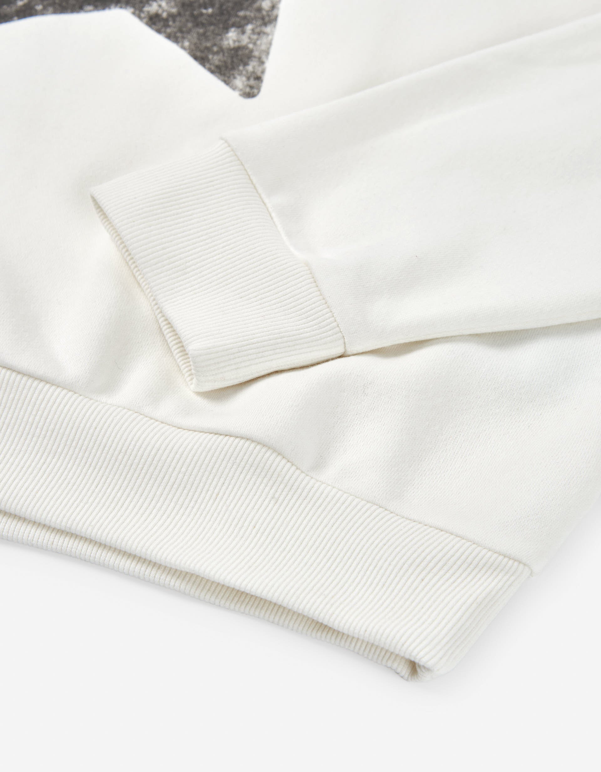 Brushed sweatshirt with star print for girls, white/grey