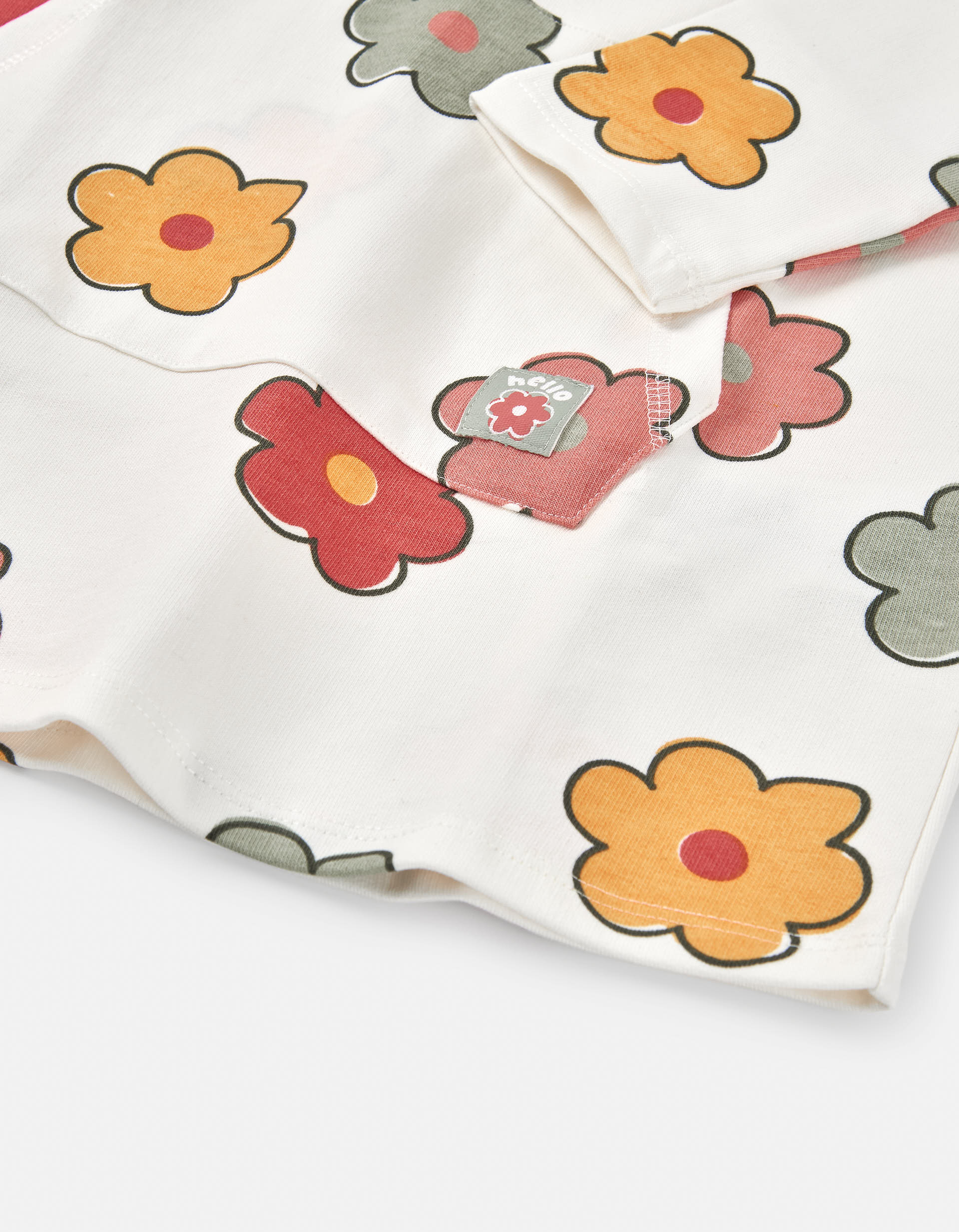 Cotton floral dress with kangaroo pocket for girls, multicolour