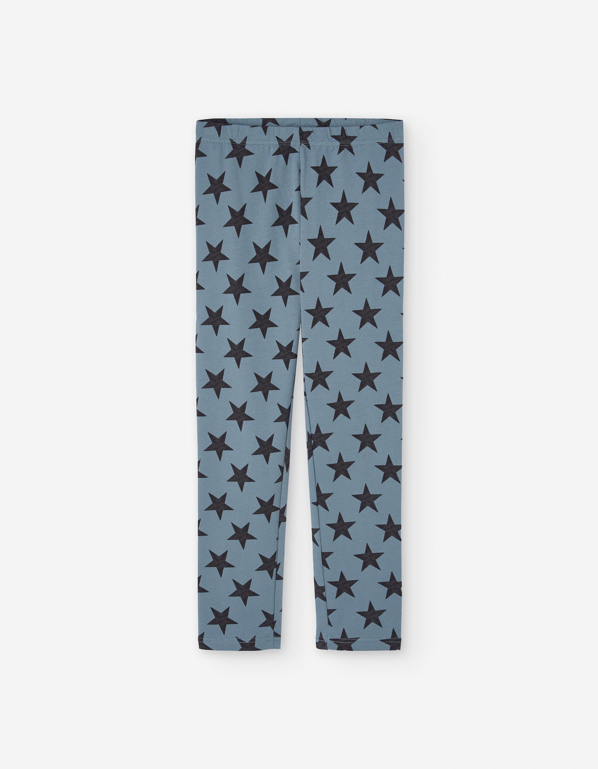 Cotton leggings with star pattern for girls, blue/black
