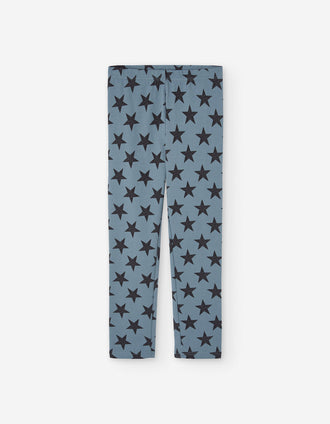Cotton leggings with star pattern for girls, blue/black