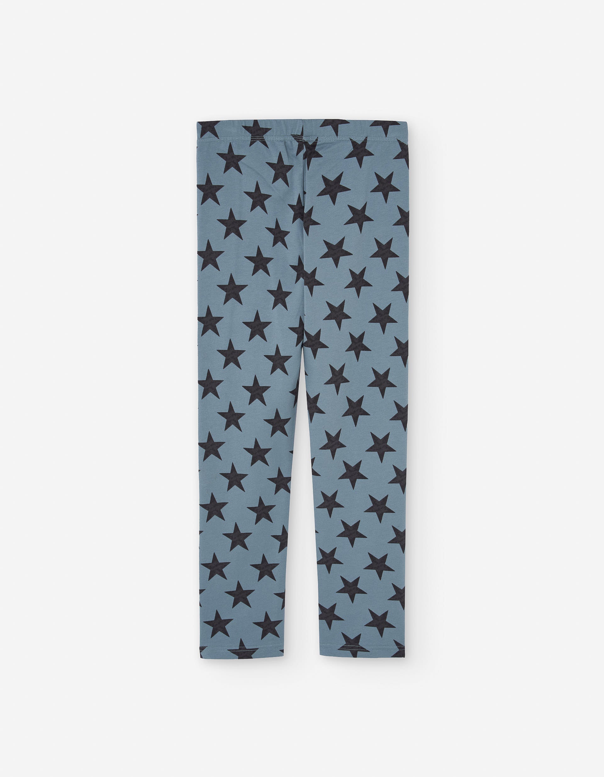 Cotton leggings with star pattern for girls, blue/black