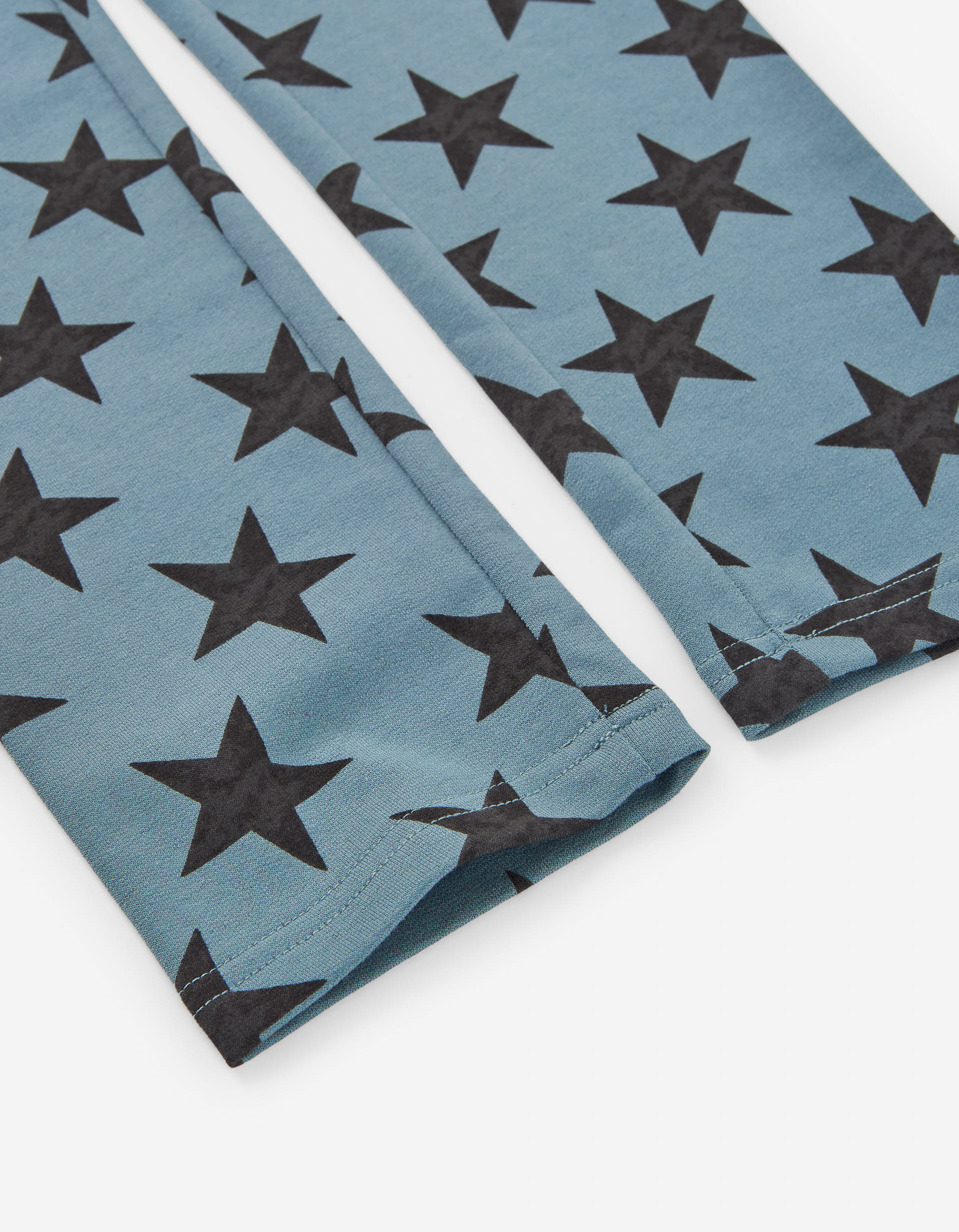 Cotton leggings with star pattern for girls, blue/black