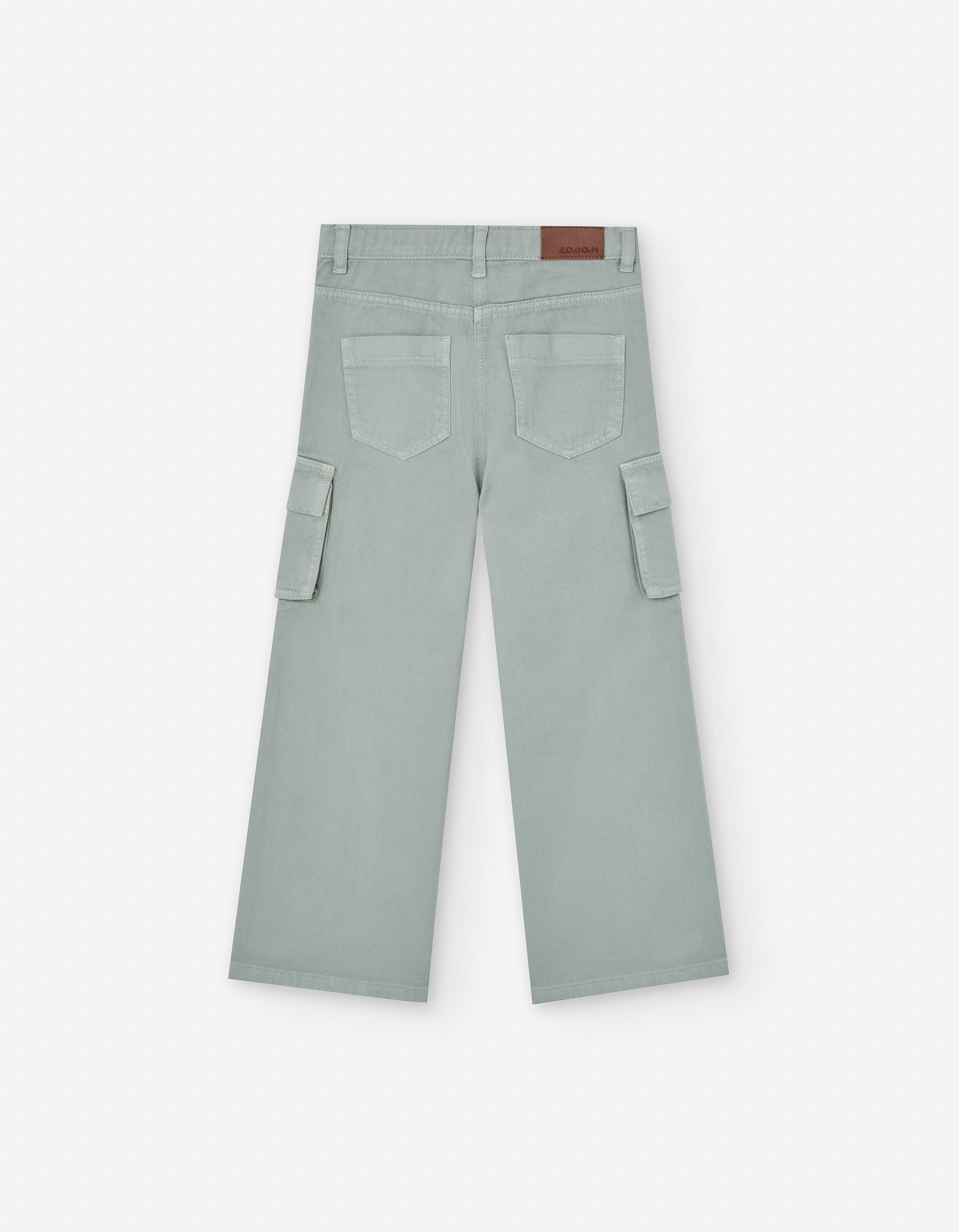 Cargo cotton twill trousers for girls, light green