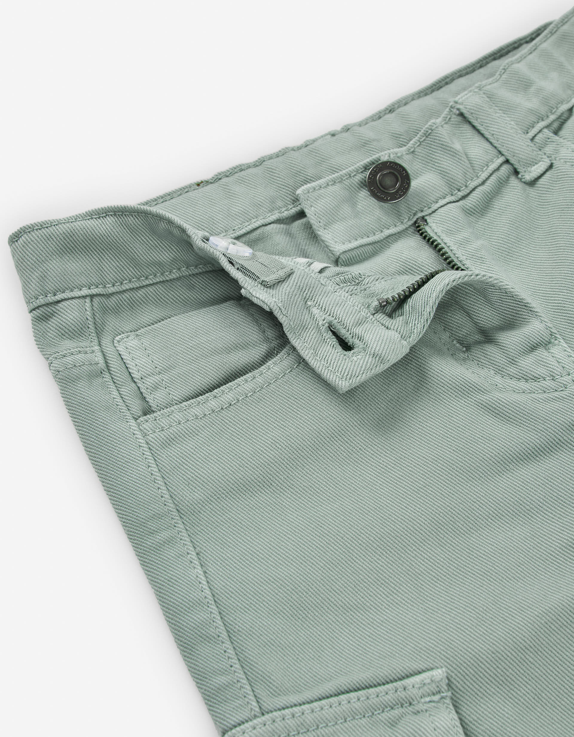 Cargo cotton twill trousers for girls, light green