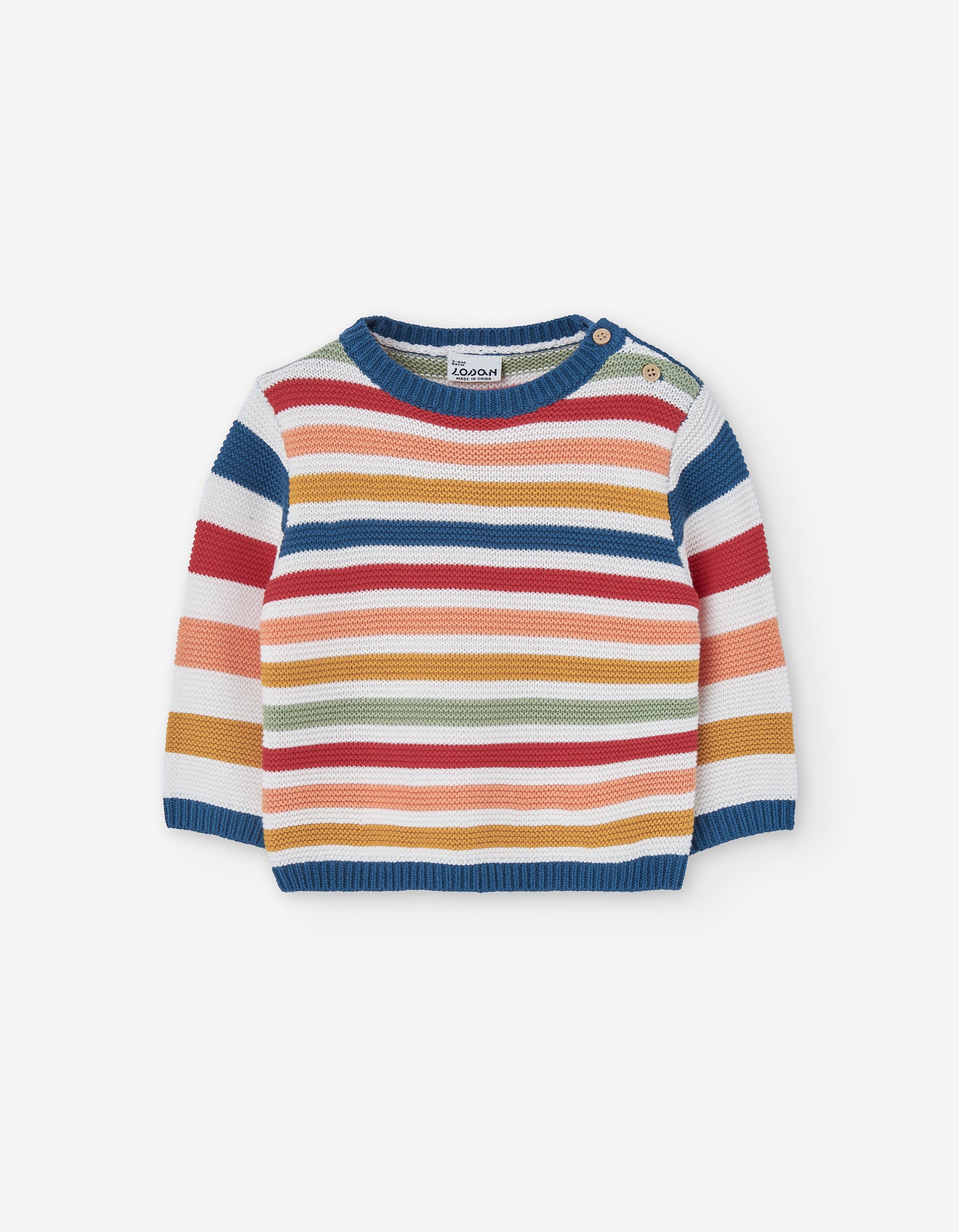 Cotton knitted jumper with stripes for baby boys, multicolour