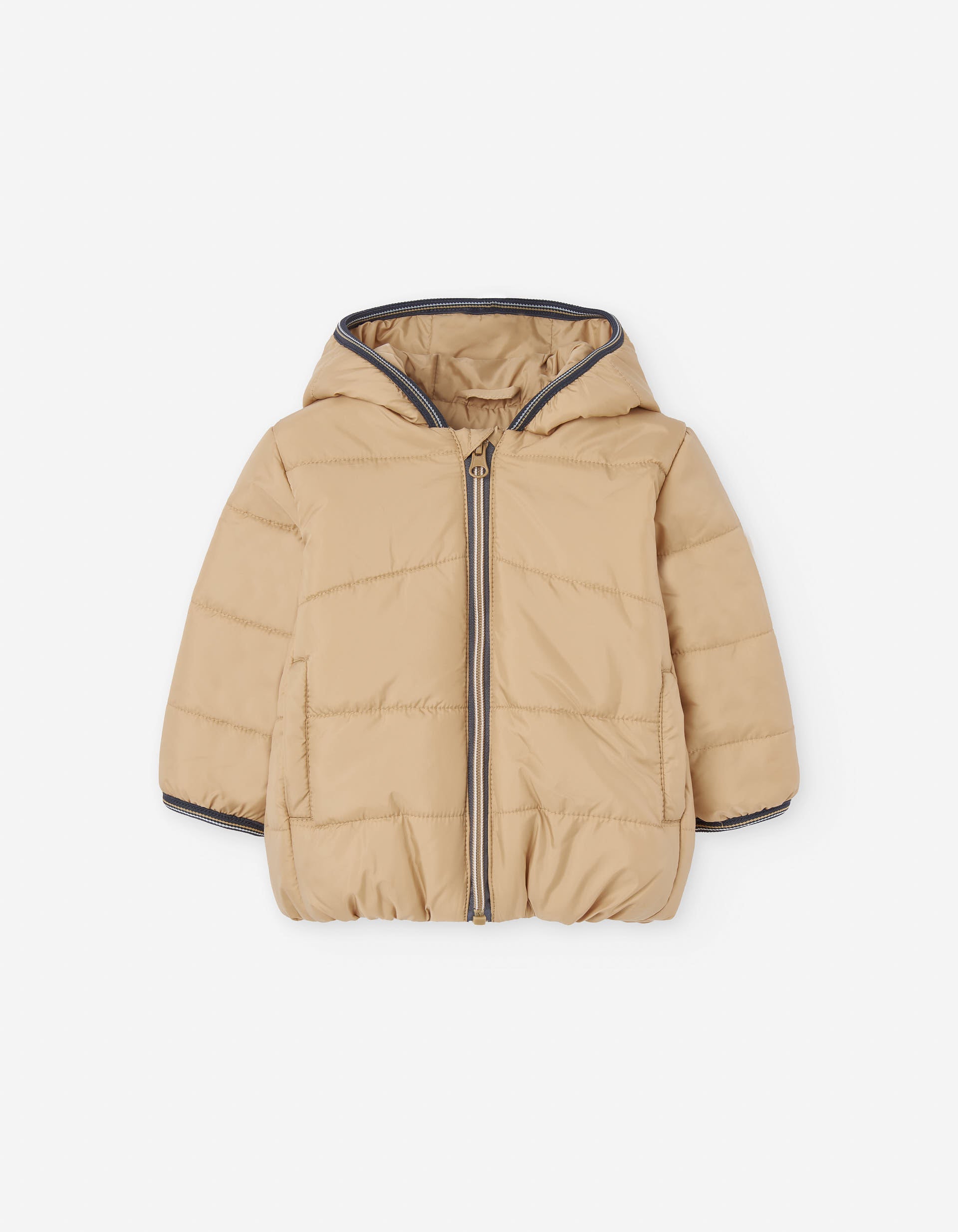 Hooded puffer jacket for baby boys, beige