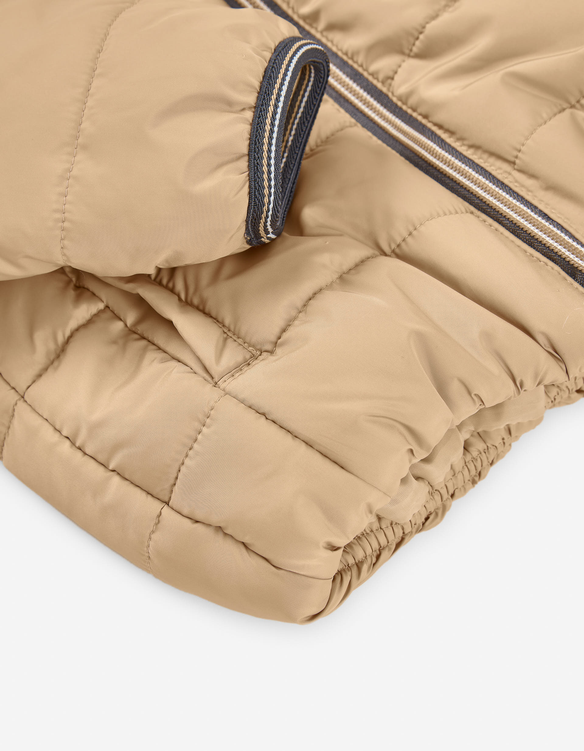 Hooded puffer jacket for baby boys, beige