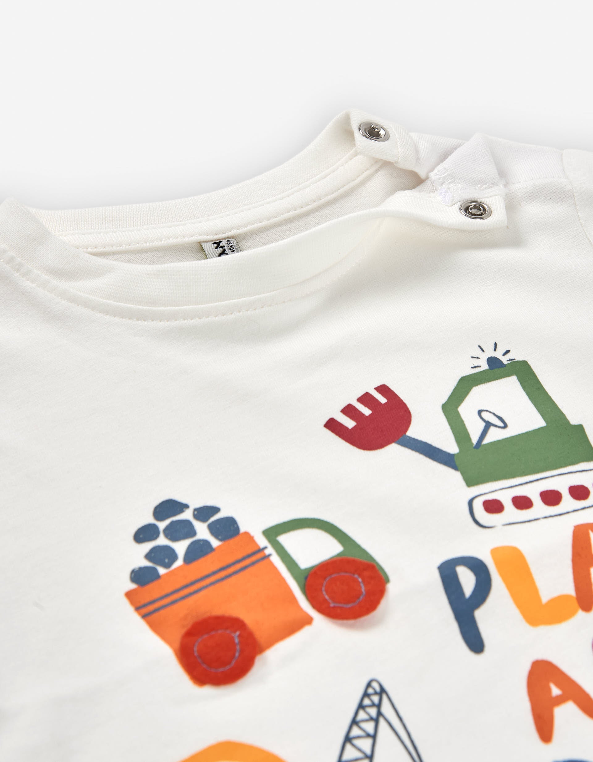 Long sleeve cotton T-shirt with vehicles print for baby boys, multicolour