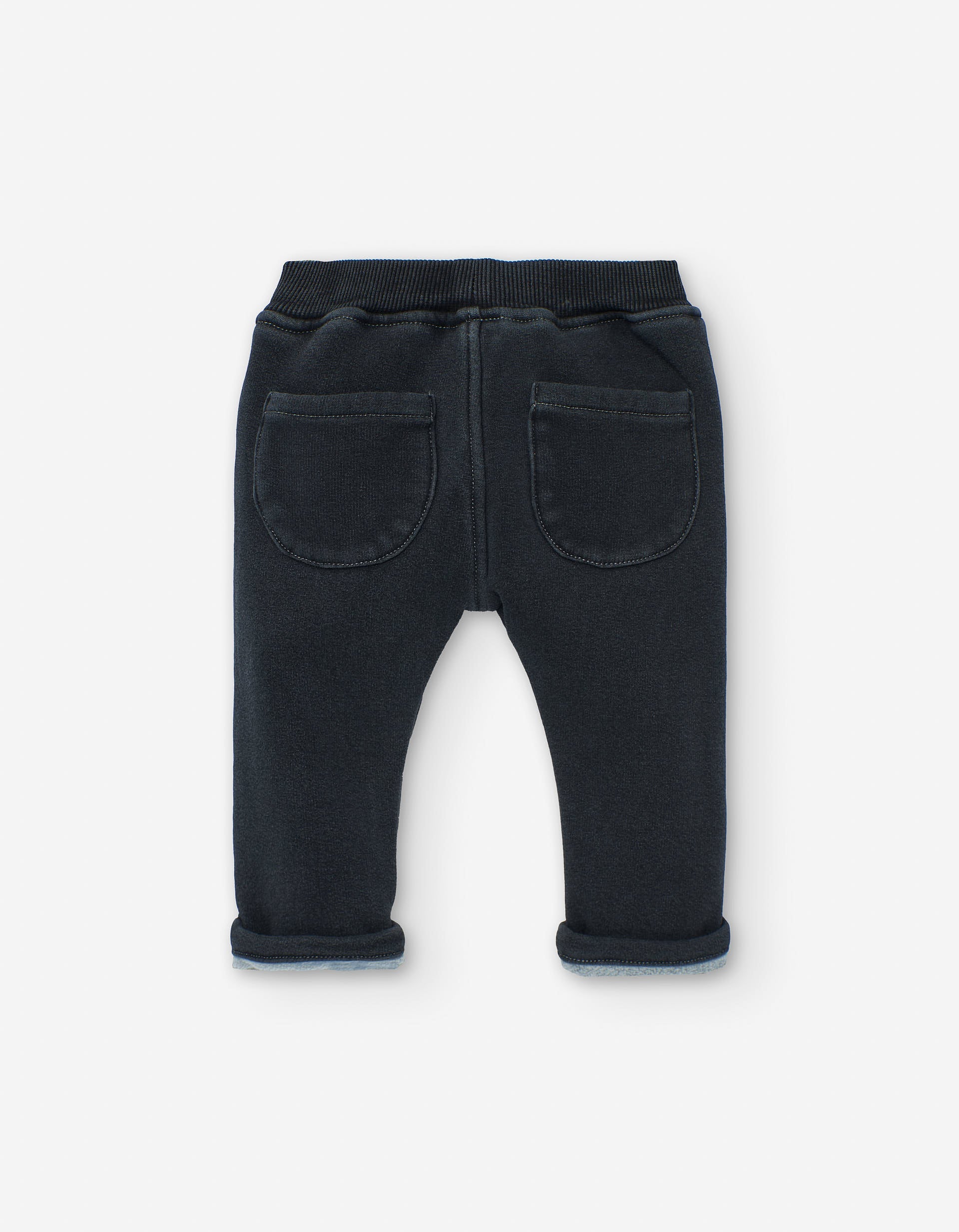 Regular fit trousers with fleece lining for baby boys, dark grey