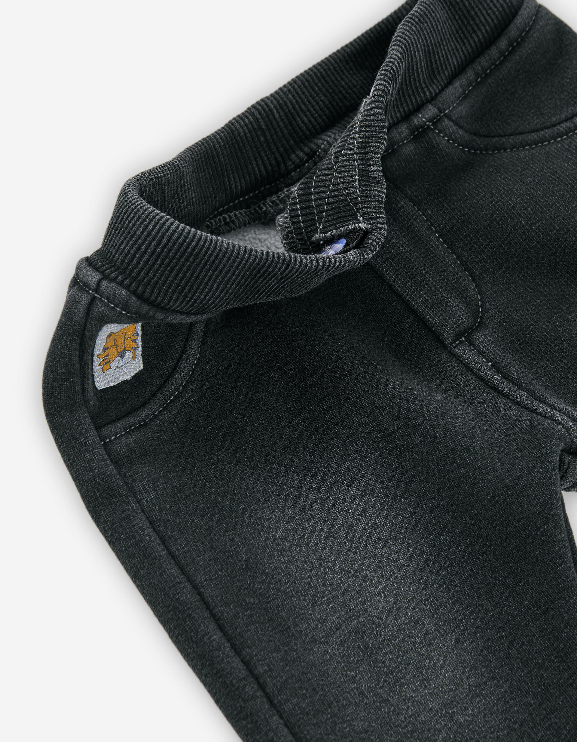 Regular fit trousers with fleece lining for baby boys, dark grey