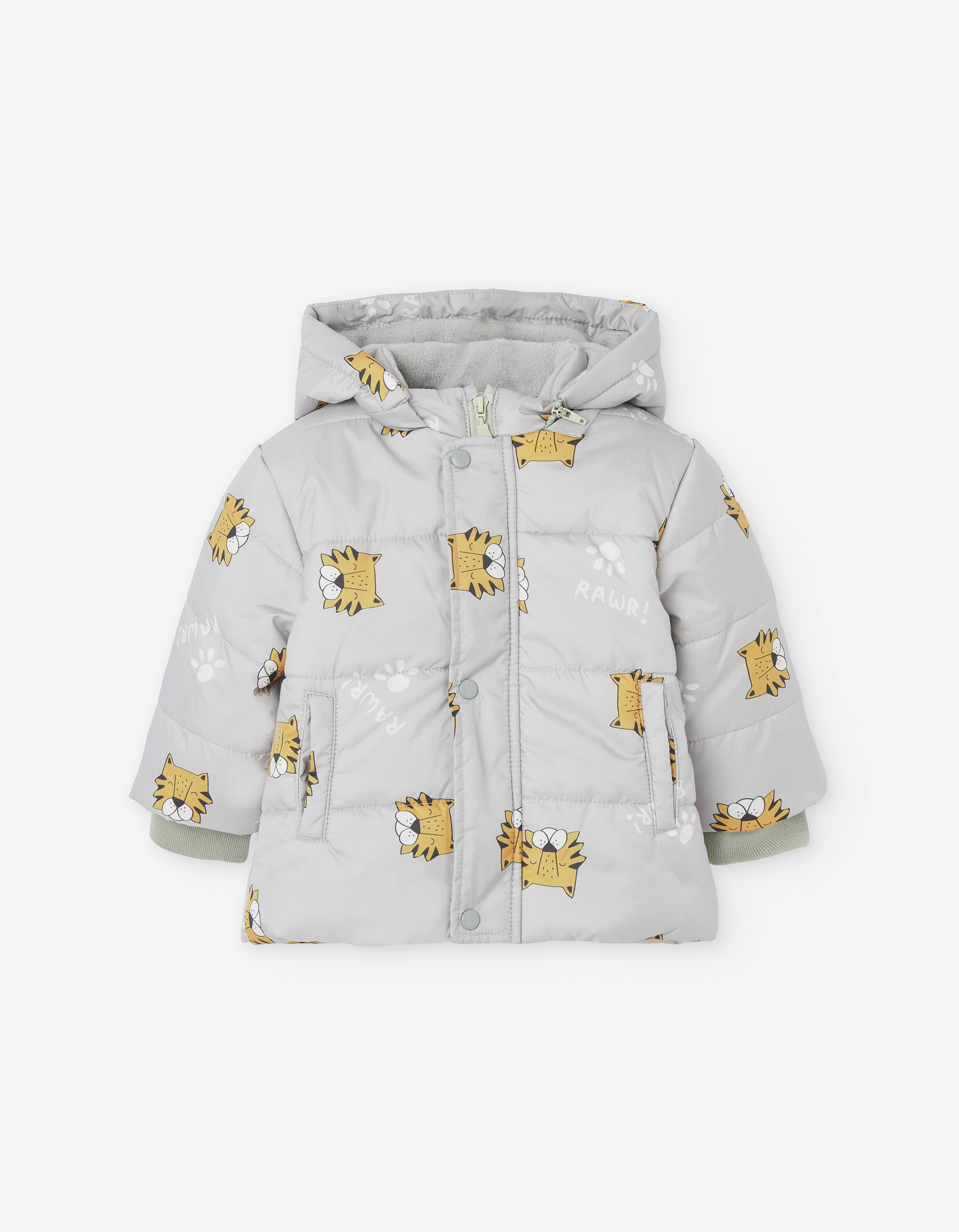 Chaqueta acolchada con capucha y forro polar para bebé niño, gris