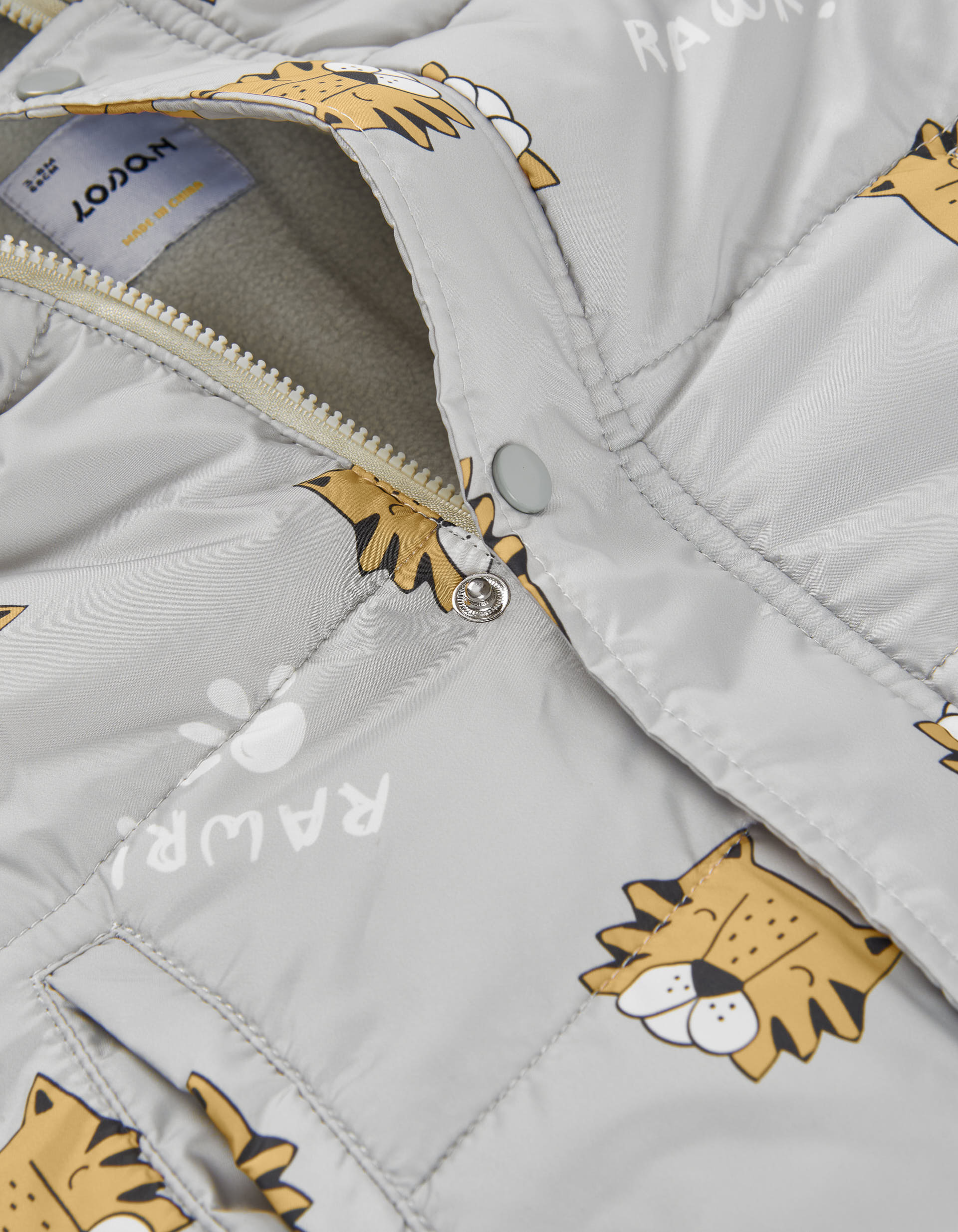 Chaqueta acolchada con capucha y forro polar para bebé niño, gris