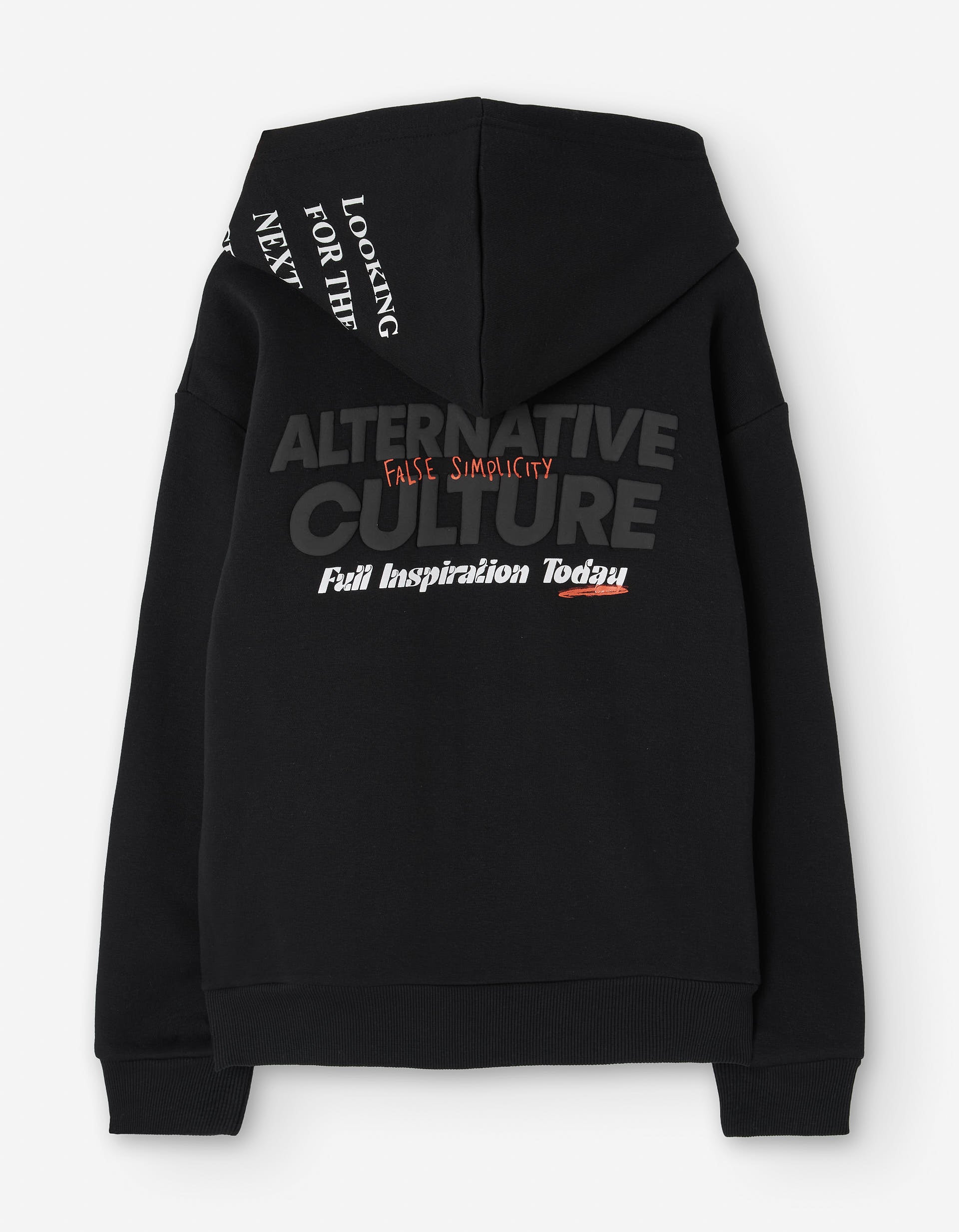 Brushed hooded jacket with Creative print for boys, black