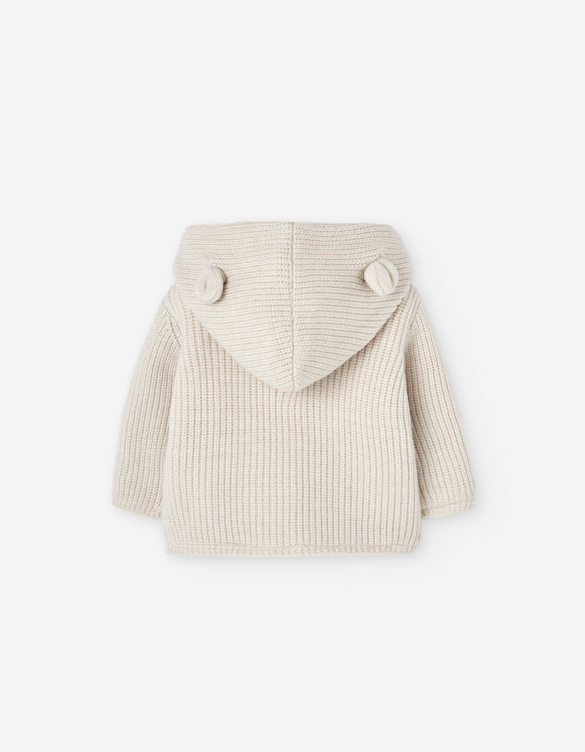 Casaco de malha com capuz e forro sherpa para recém-nascido, bege