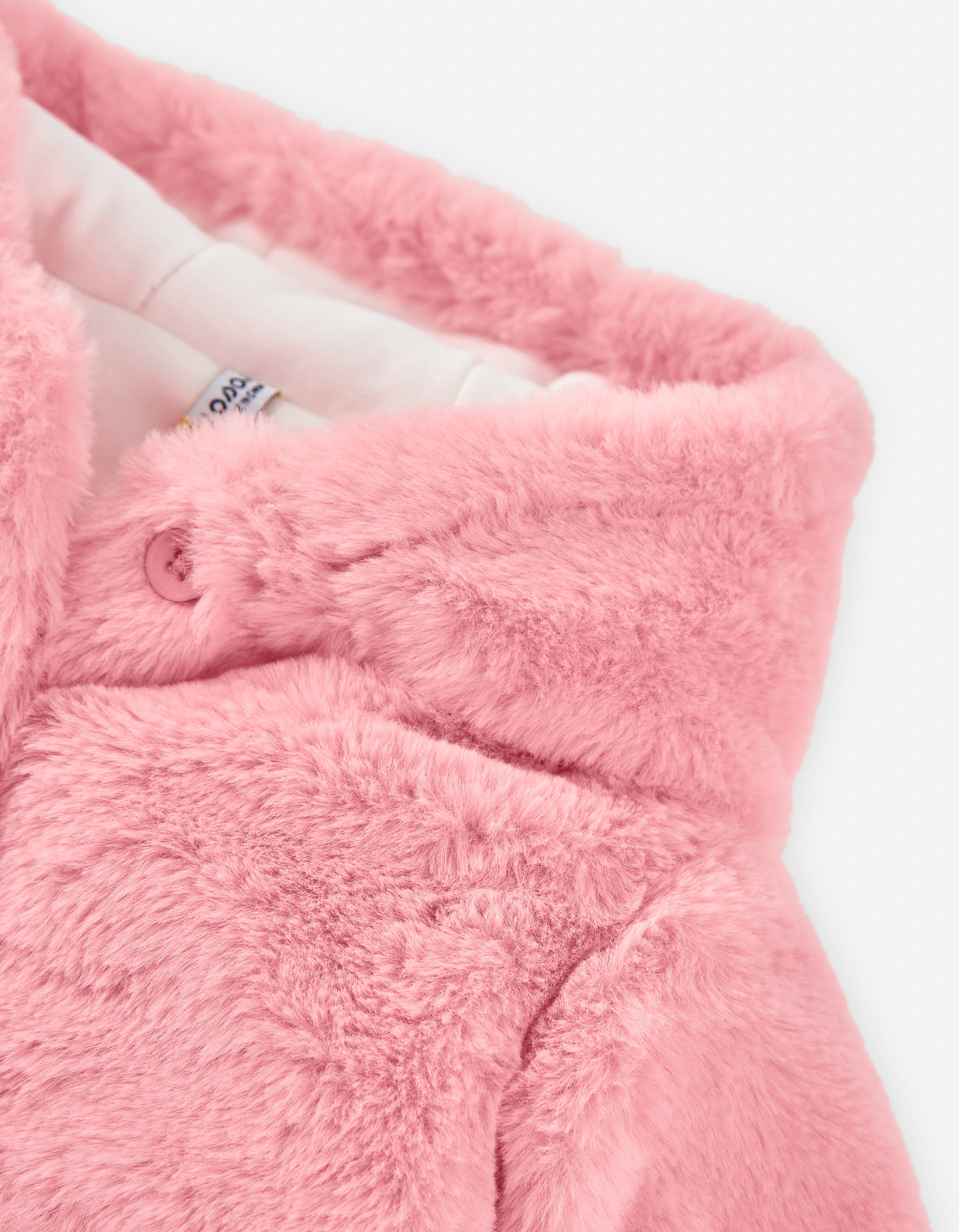Plush hooded coat with brushed lining for newborn girls, pink