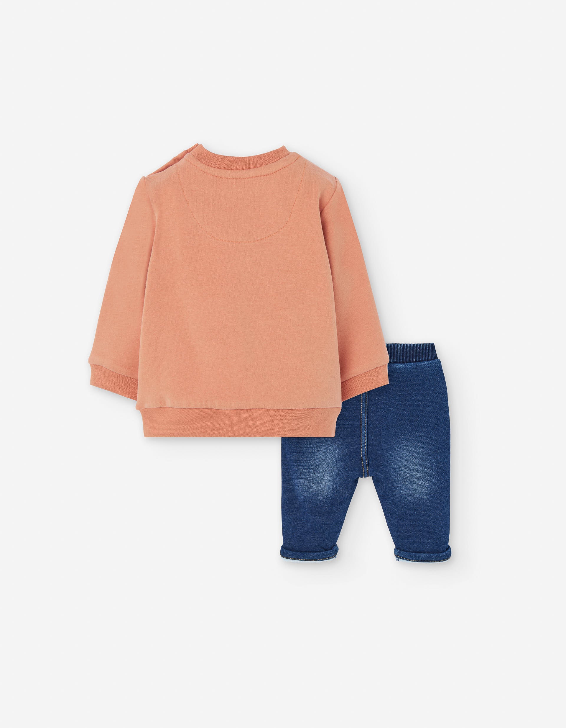 Brushed sweatshirt + jeans for newborn boys, orange/blue