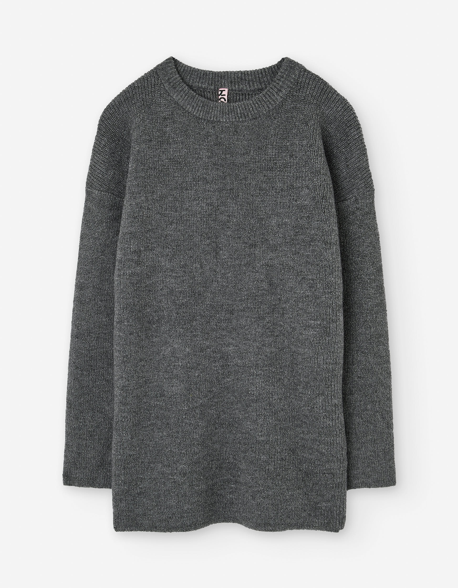 Vestido de malha com fios de lurex para menina, cinza-escuro