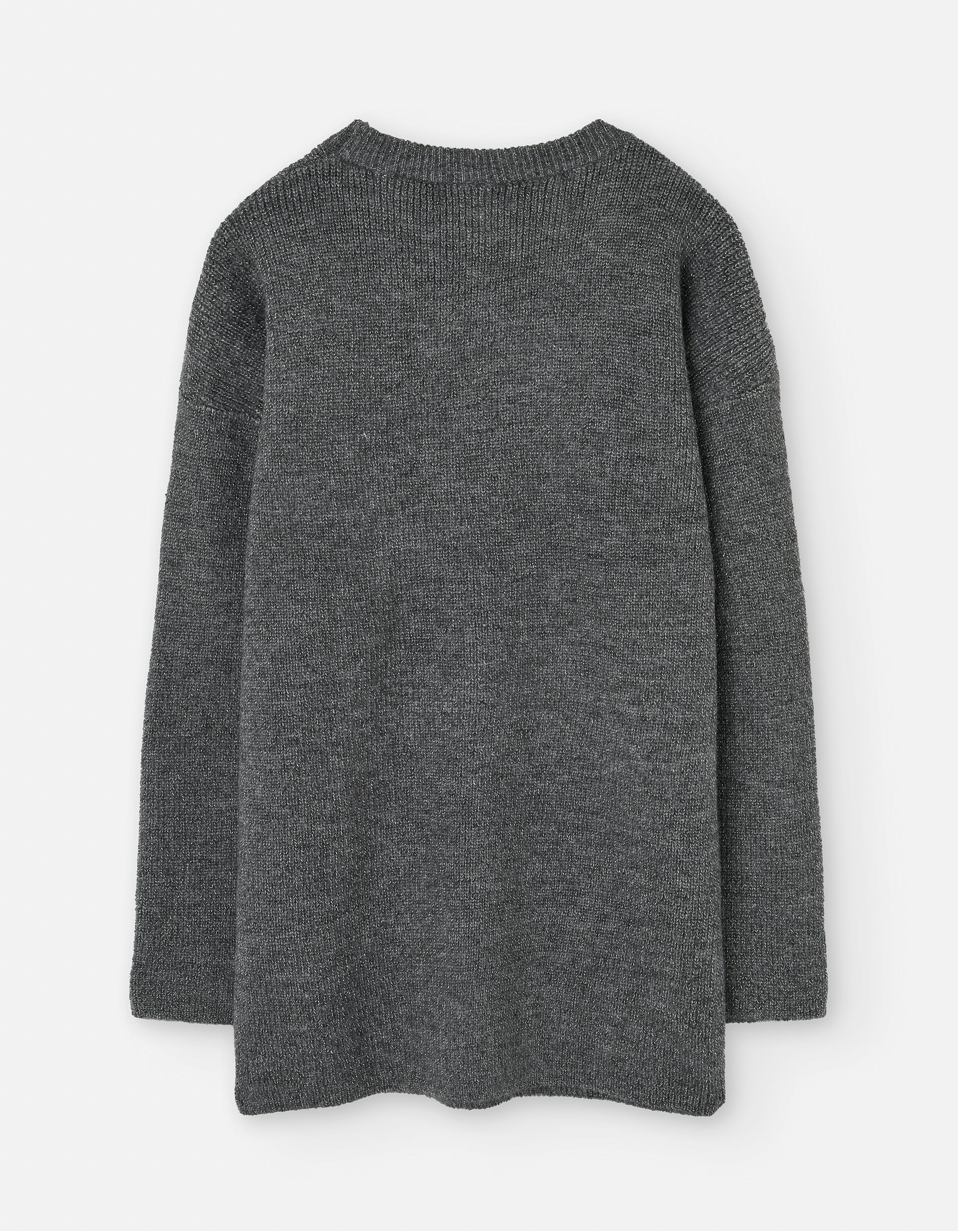 Vestido de malha com fios de lurex para menina, cinza-escuro