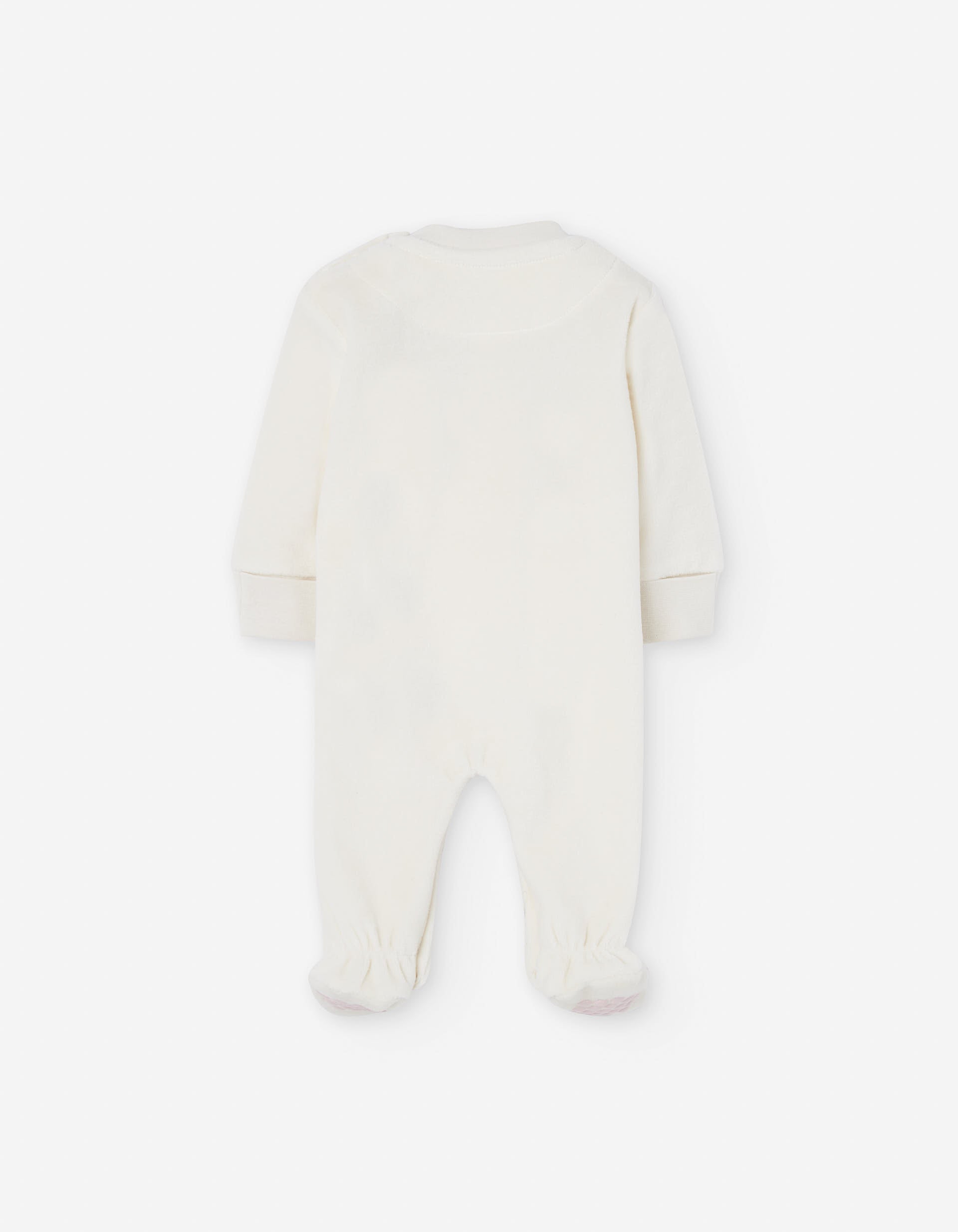 Velvet babygrow with forest elements print for newborn girls, white