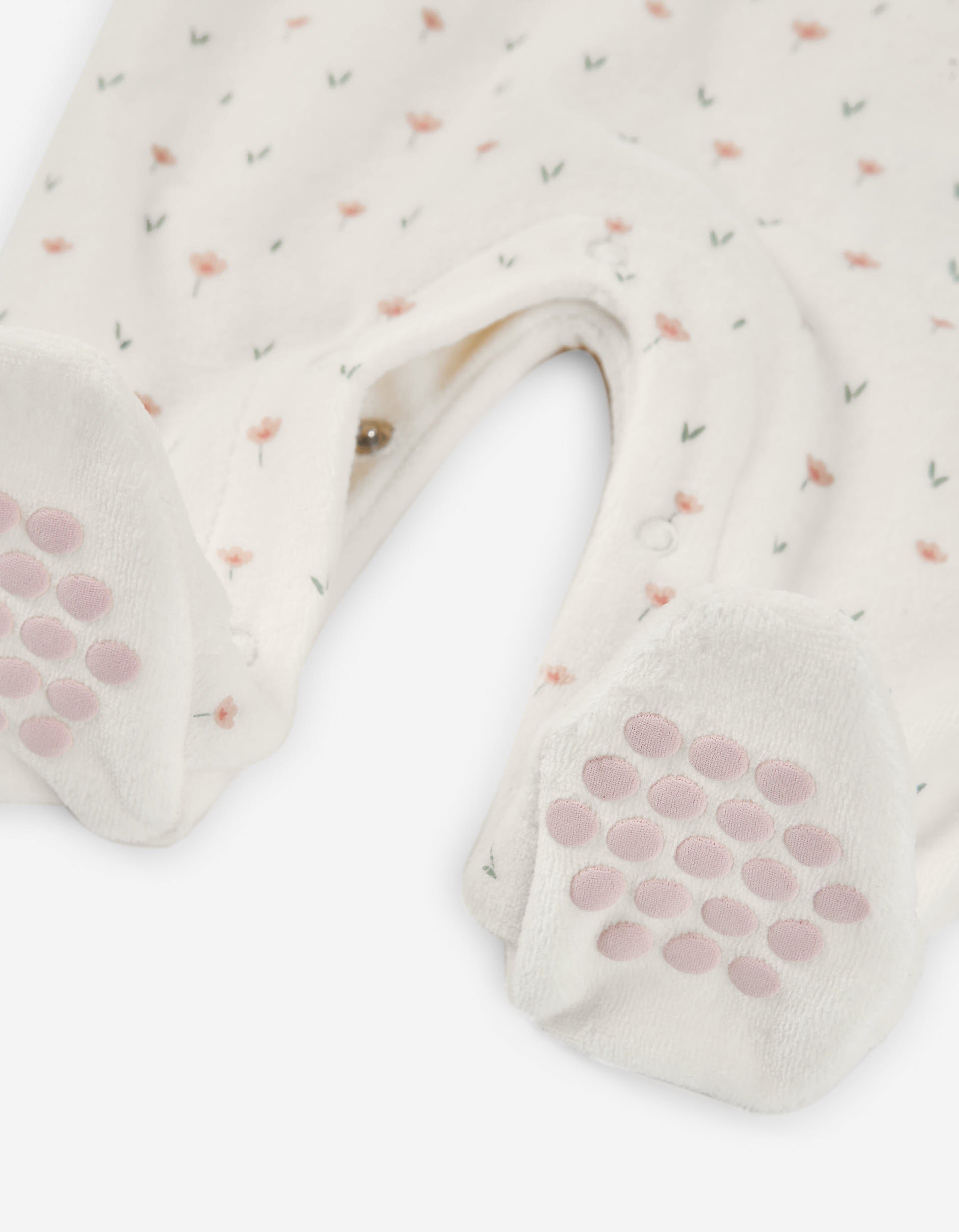 Velvet babygrow with forest elements print for newborn girls, white